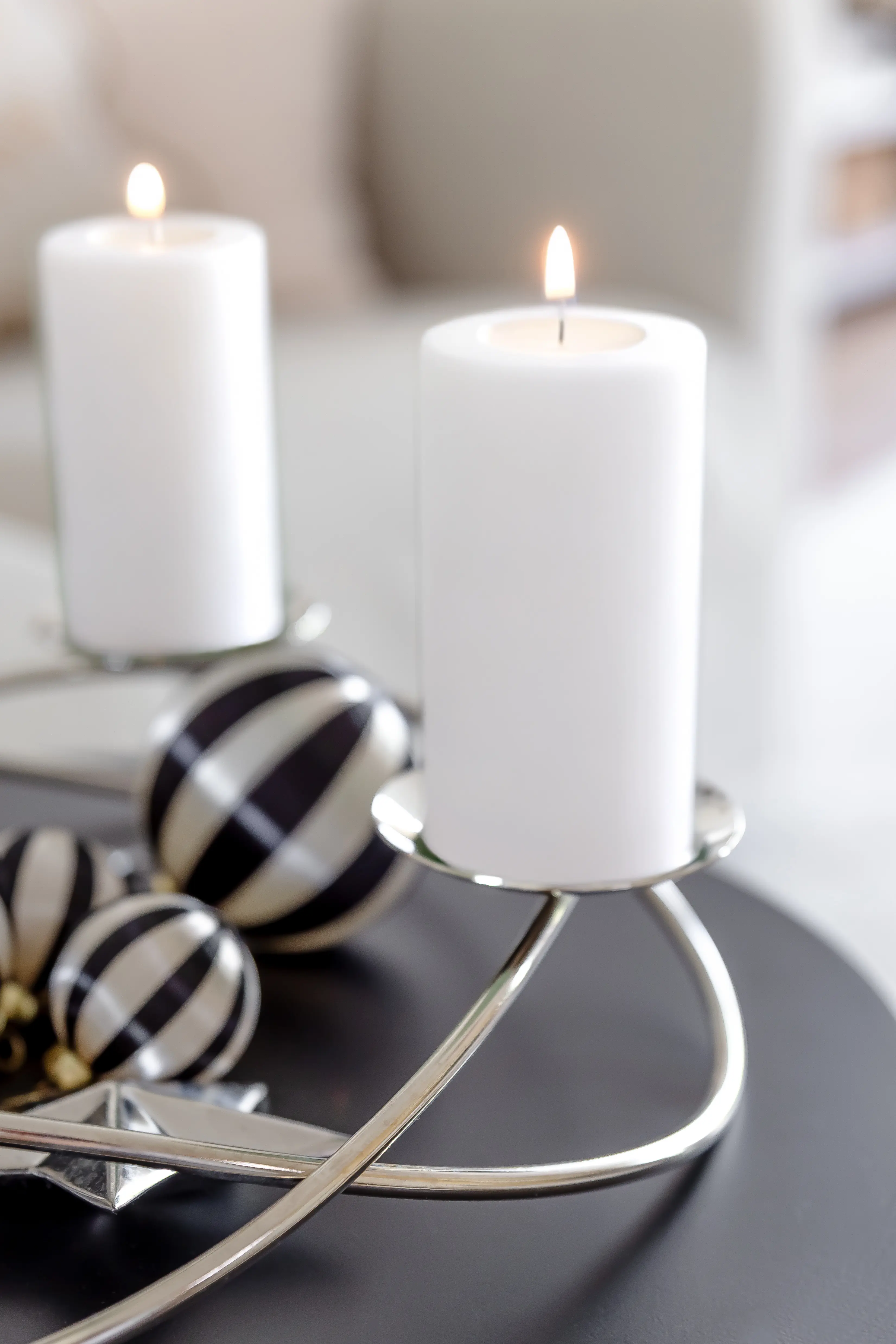 3er-Set Dauerkerze Cornelius (Höhe 6/8/10 cm, ø 6 cm), weiß, Teelichthalter hitzebeständig 90°