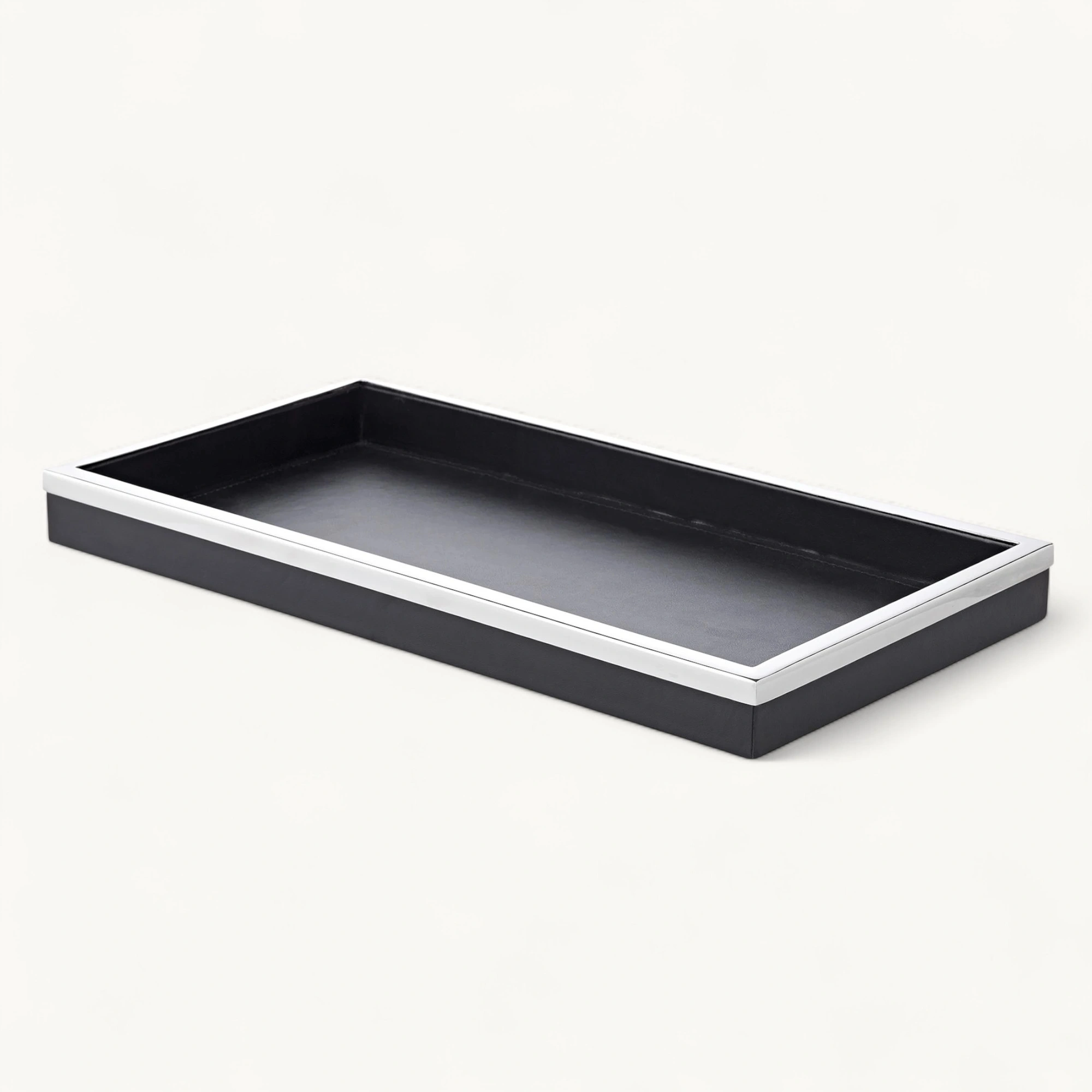 Tablett Jake (38x20 cm), schwarz, rechteckig, Stahl mit Kunstlederbezug Tablett Jake (38x20 cm), schwarz, rechteckig, Stahl mit Kunstlederbezug