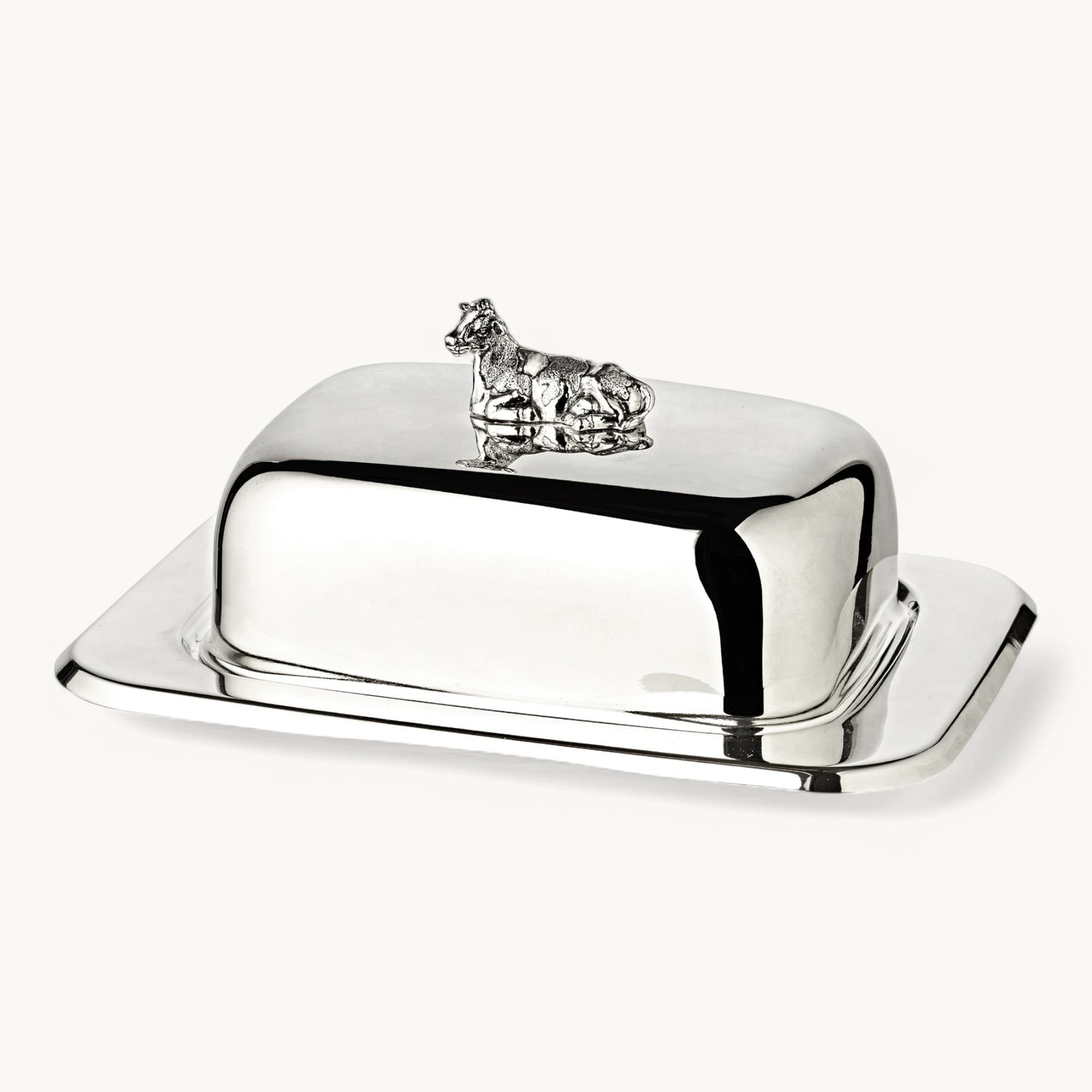Butterdose Kuh (250 g Butter), Kuh-Figur, edel versilbert, mit Glasschale & Buttermesser Butterdose Kuh (250 g Butter), Kuh-Figur, edel versilbert, mit Glasschale & Buttermesser