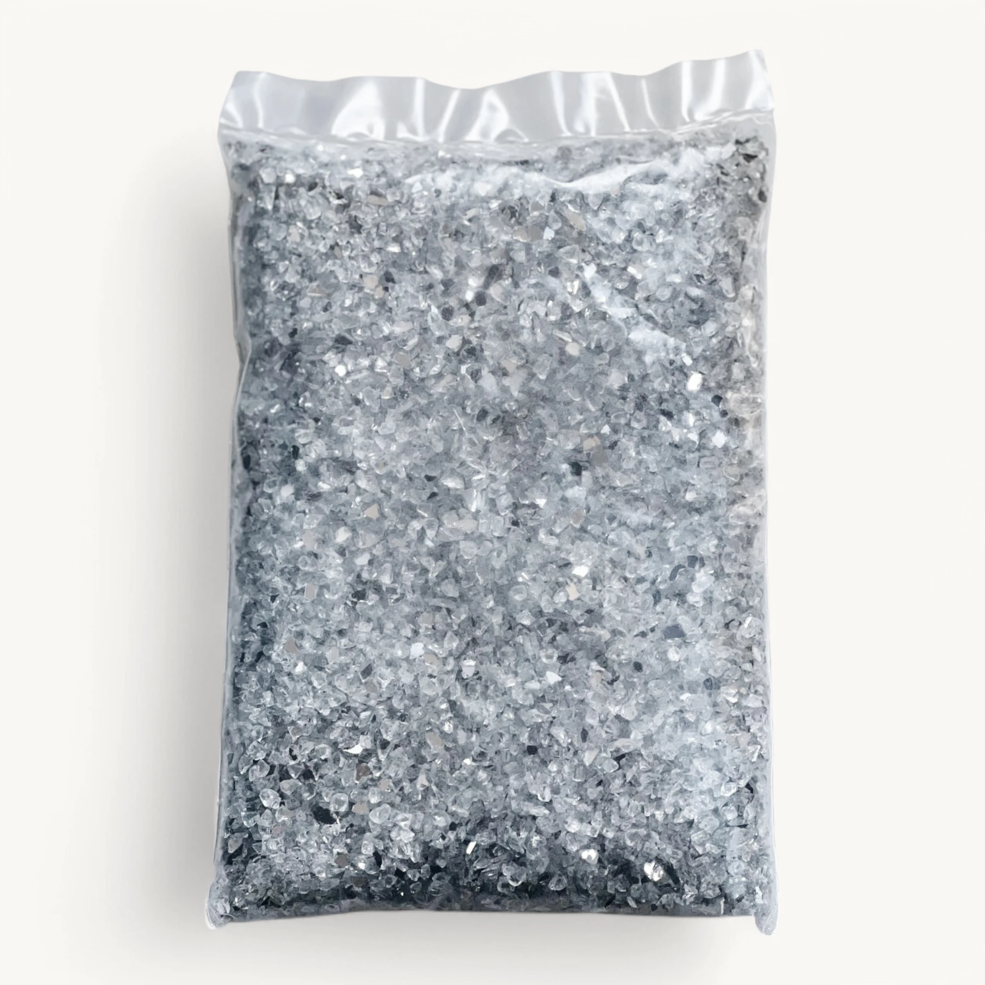 Dekogranulat Spiegelsteine (1-4 mm), silberfarben, 1 kg, wasserfest, staubfrei