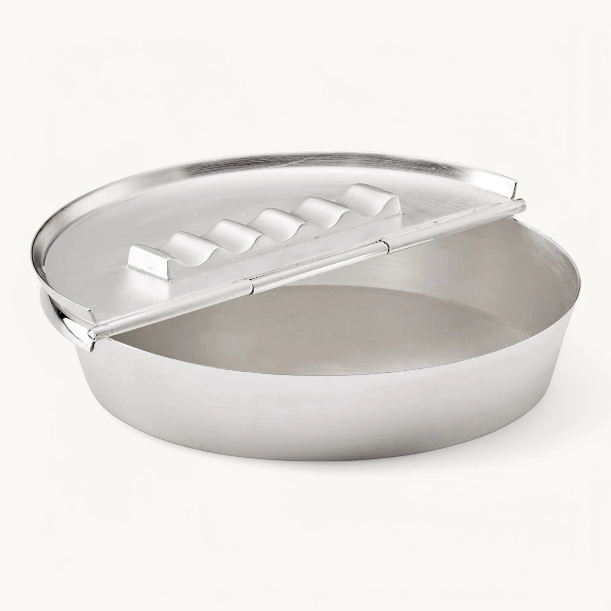 Klapp-Ascher Aschenbecher Ashburn, schwerversilbert, Durchmesser 16 cm, 5 Ablagemulden