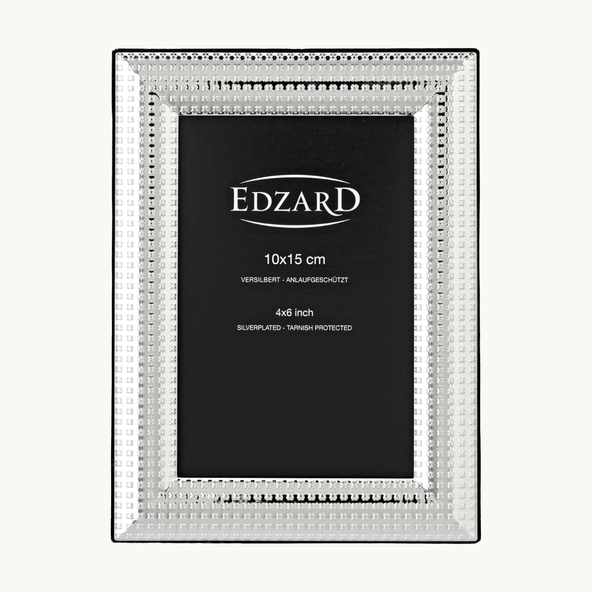 Fotorahmen Bellagio für Foto 10 x 15 cm, gemustert, edel versilbert, anlaufgeschützt, mit 2 Aufhänger