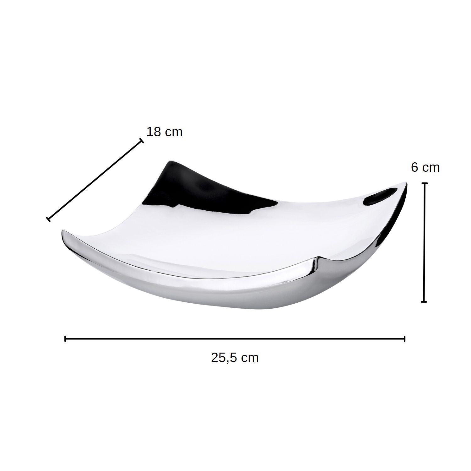 Schale Dallas (19 x 19 cm), quadratisch, silberfarben, glatt, hochglanzpoliert, Edelstahl