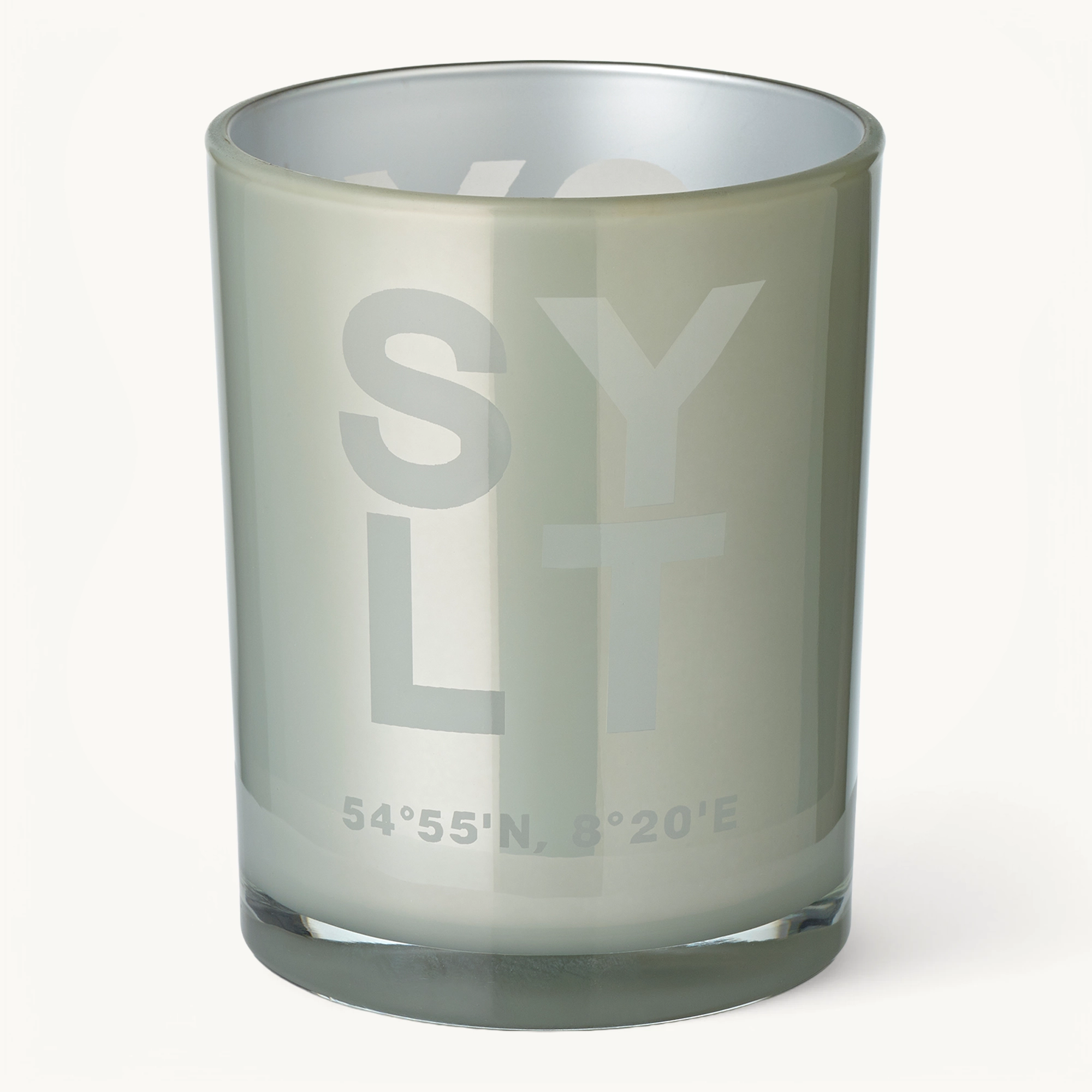 2er-Set Teelichtglas Sylt (Höhe 8 & 12,5 cm), grau, Sylt-Motiv