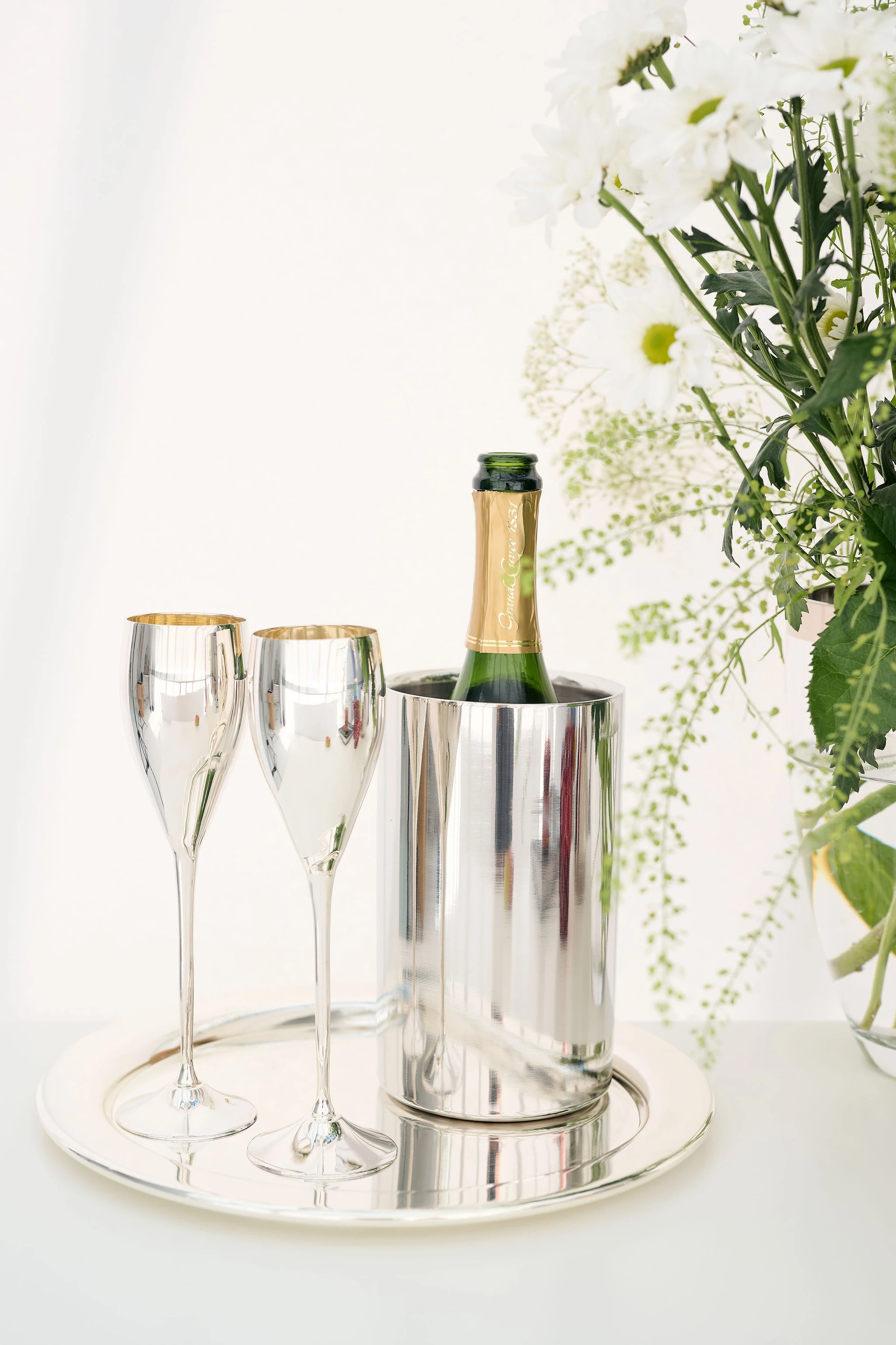 Sektkelch Dodo (Höhe 23 cm, Füllmenge 200 ml), glatt, edel versilbert