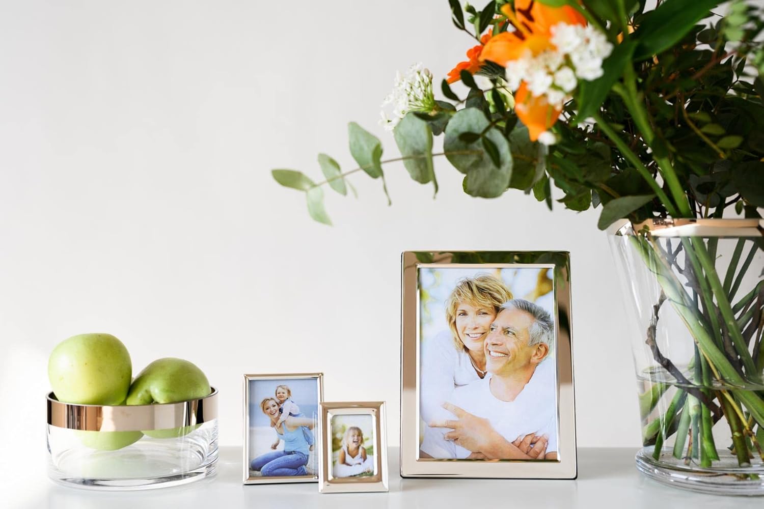 Vase Reuben (Höhe 22 cm, Ø 20 cm), mundgeblasenes Kristallglas mit Platinrand