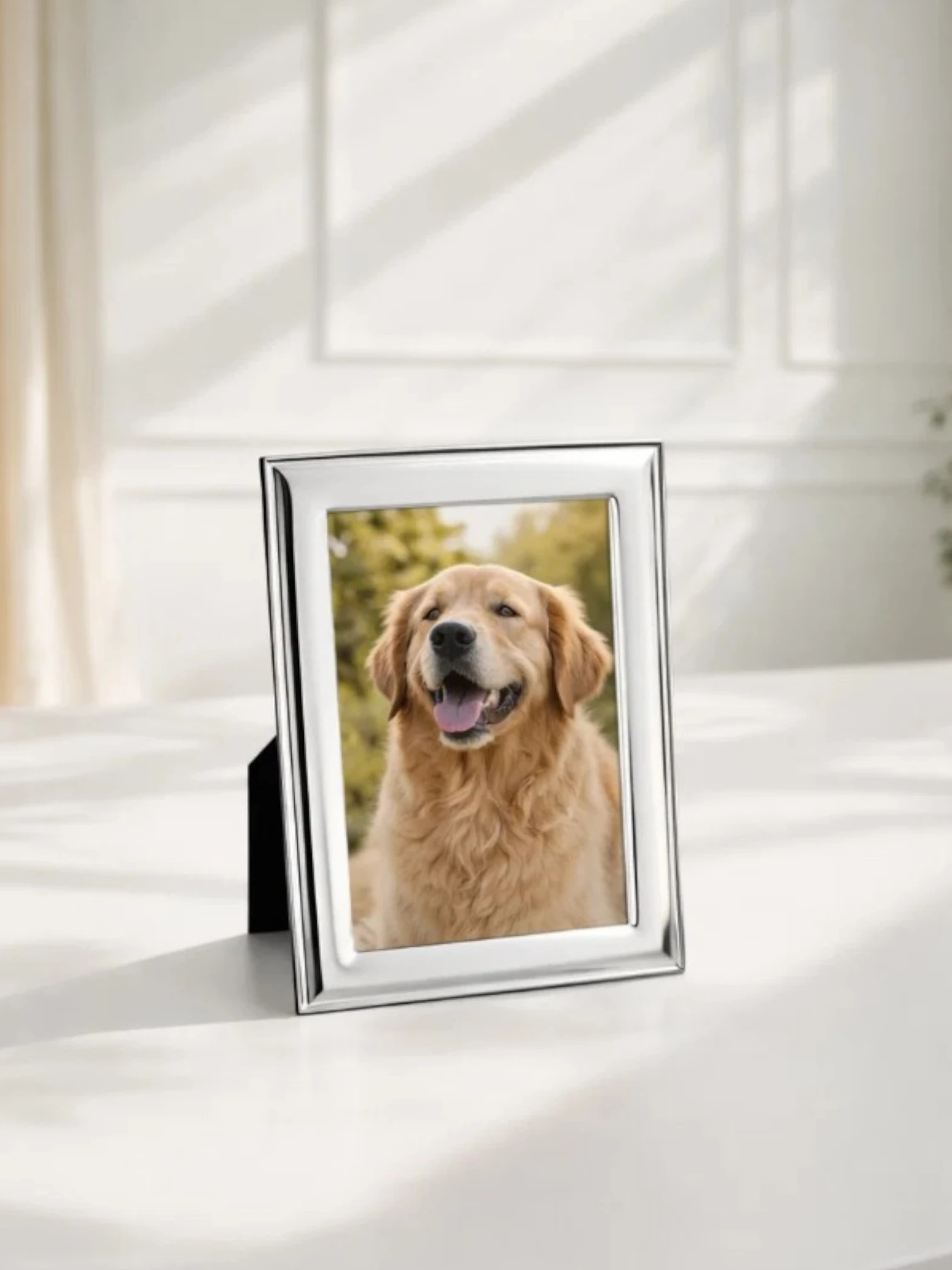 Bilderrahmen Lucera (9x13 cm), edel versilbert, anlaufgeschützt, mit Holzdekor-Rücken