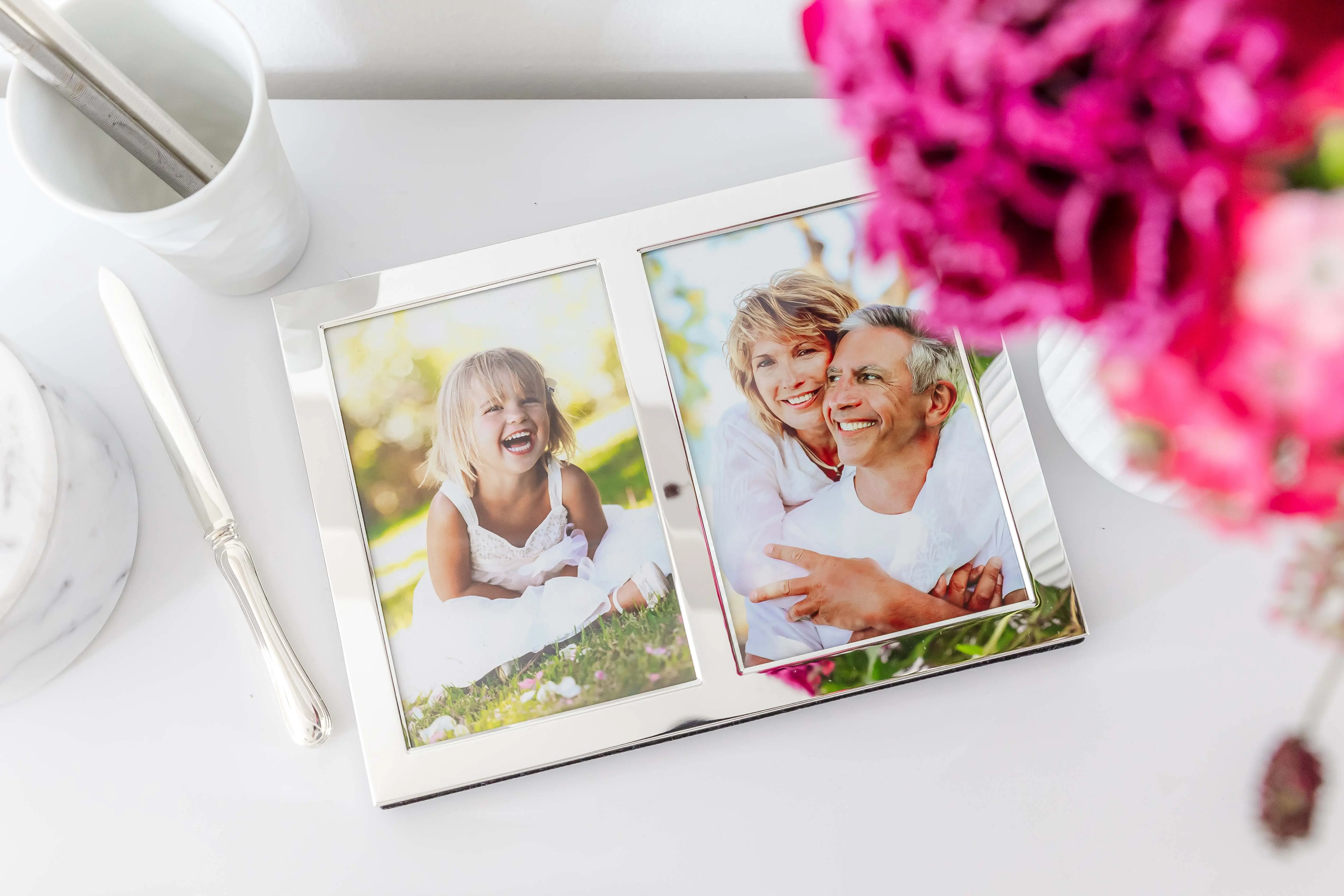 Doppelrahmen Salerno (10x15 cm) vertikal, edel versilbert, anlaufgeschützt