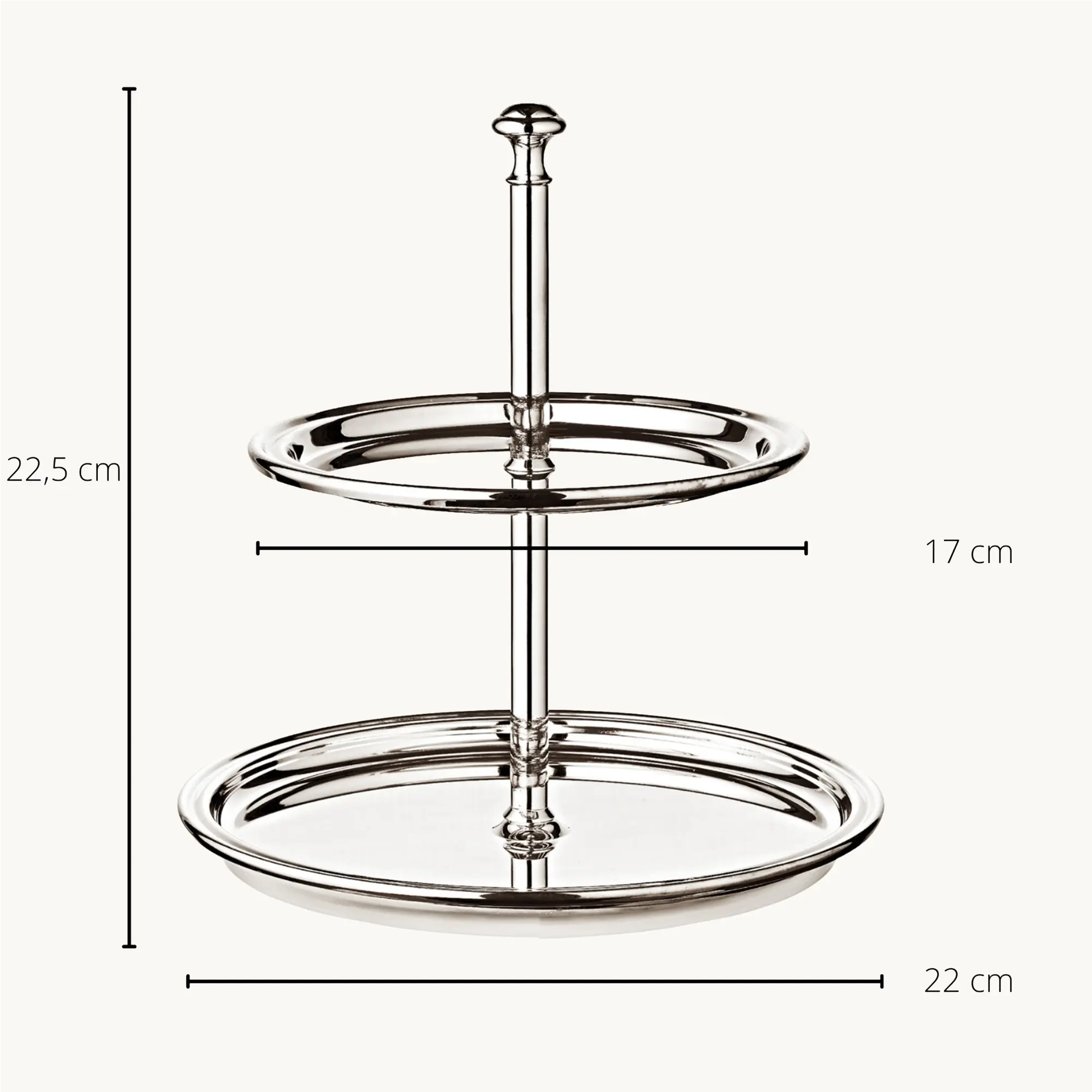 Etagere Faden (Höhe 22 cm, 2-stöckig), rund, edel versilbert, anlaufgeschützt
