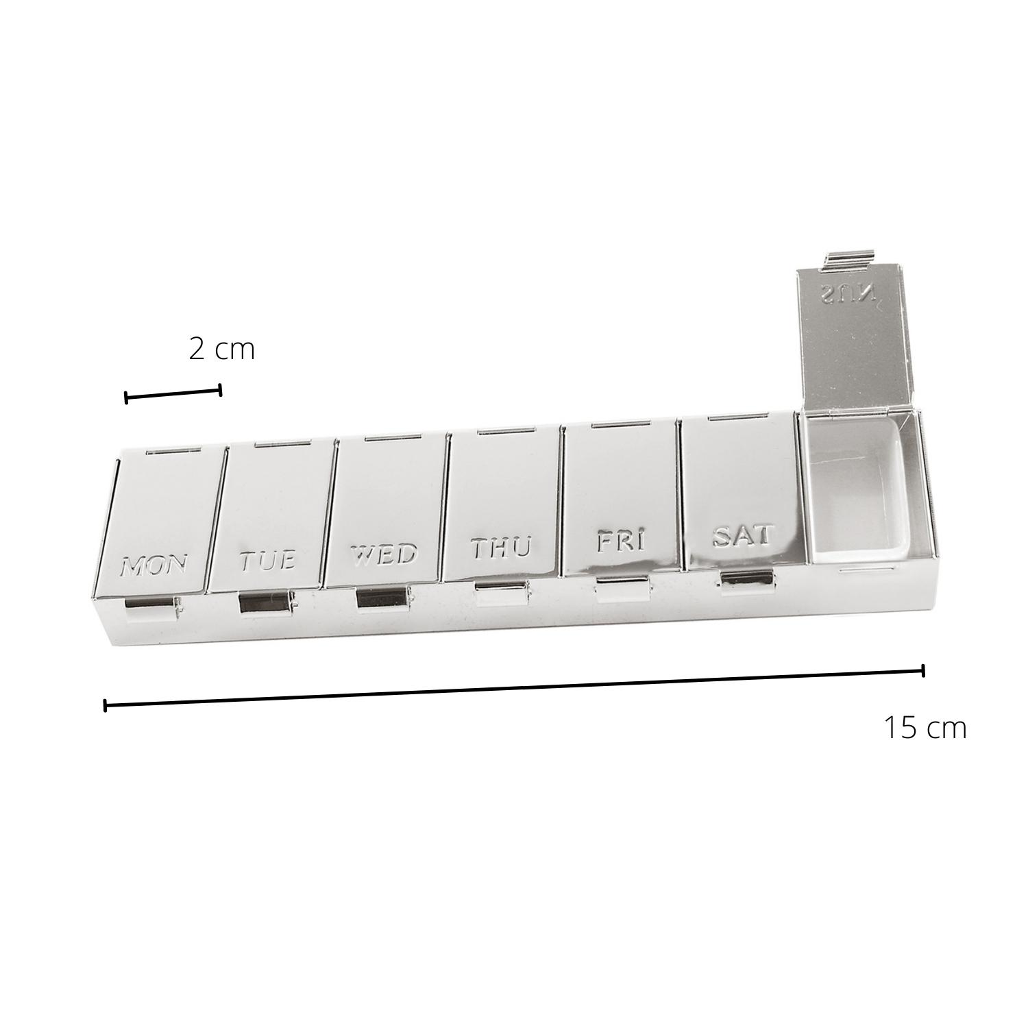 Pillendose Pillenbox für 7 Tage, Länge 15 cm, edel versilbert, anlaufgeschützt