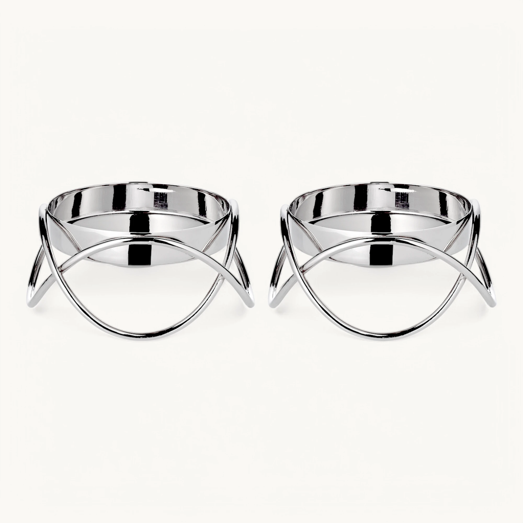 2er-Set Kerzenhalter Bastia (H 4,5 cm), silberfarben, vernickelter Edelstahl, für Kerzen ø 8 cm