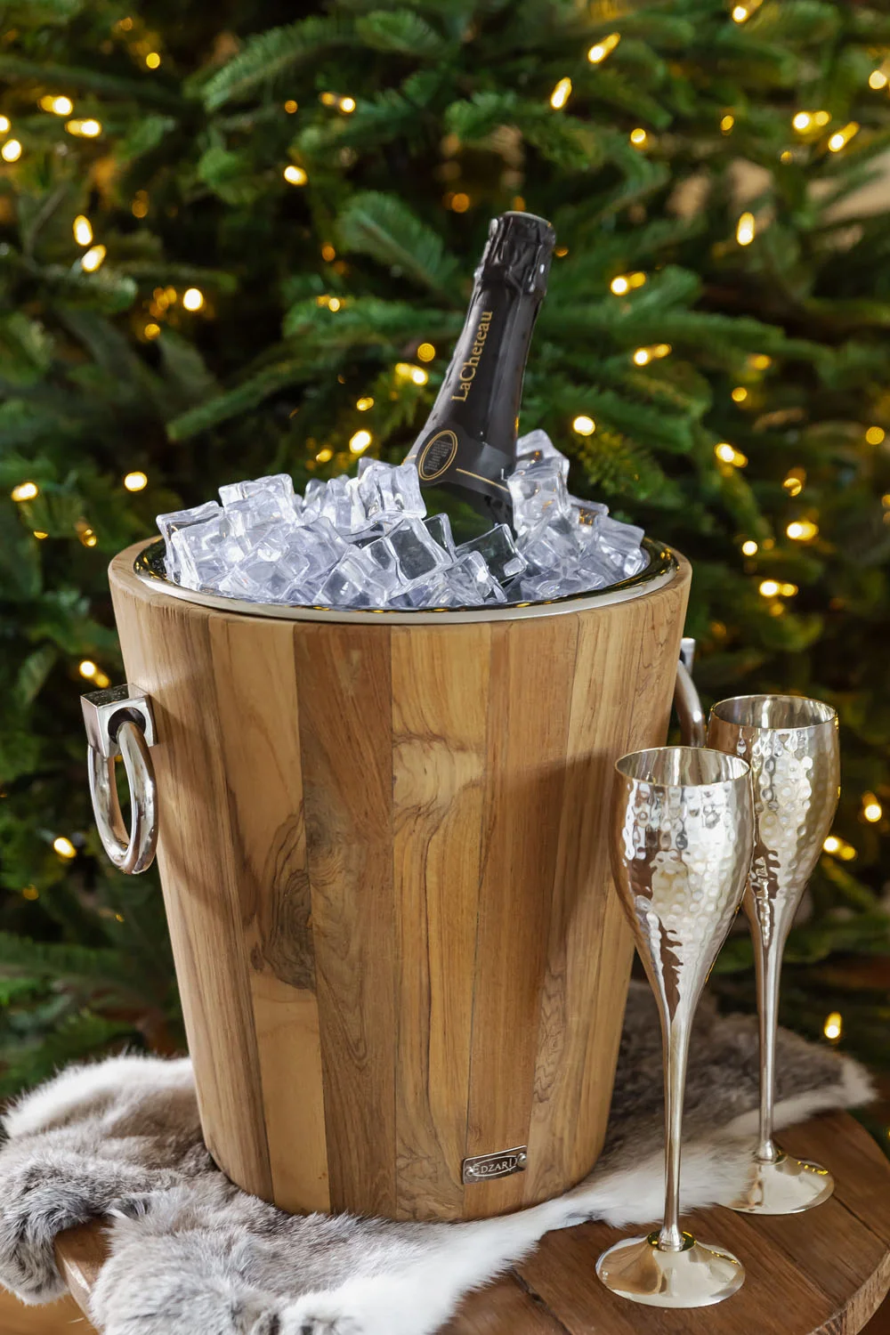 Weinkühler St. Tropez Teak Holz (Höhe 32 cm, Ø 26 cm), recyceltes Teakholz, Edelstahl Weinkühler St. Tropez Teak Holz (Höhe 32 cm, Ø 26 cm), recyceltes Teakholz, Edelstahl