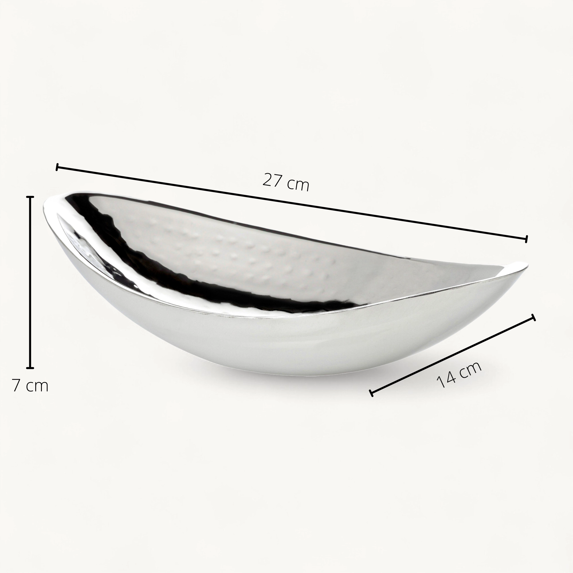 Schale Halifax (Länge 27 cm), silberfarben, gehämmert, hochglanzpoliert, Edelstahl