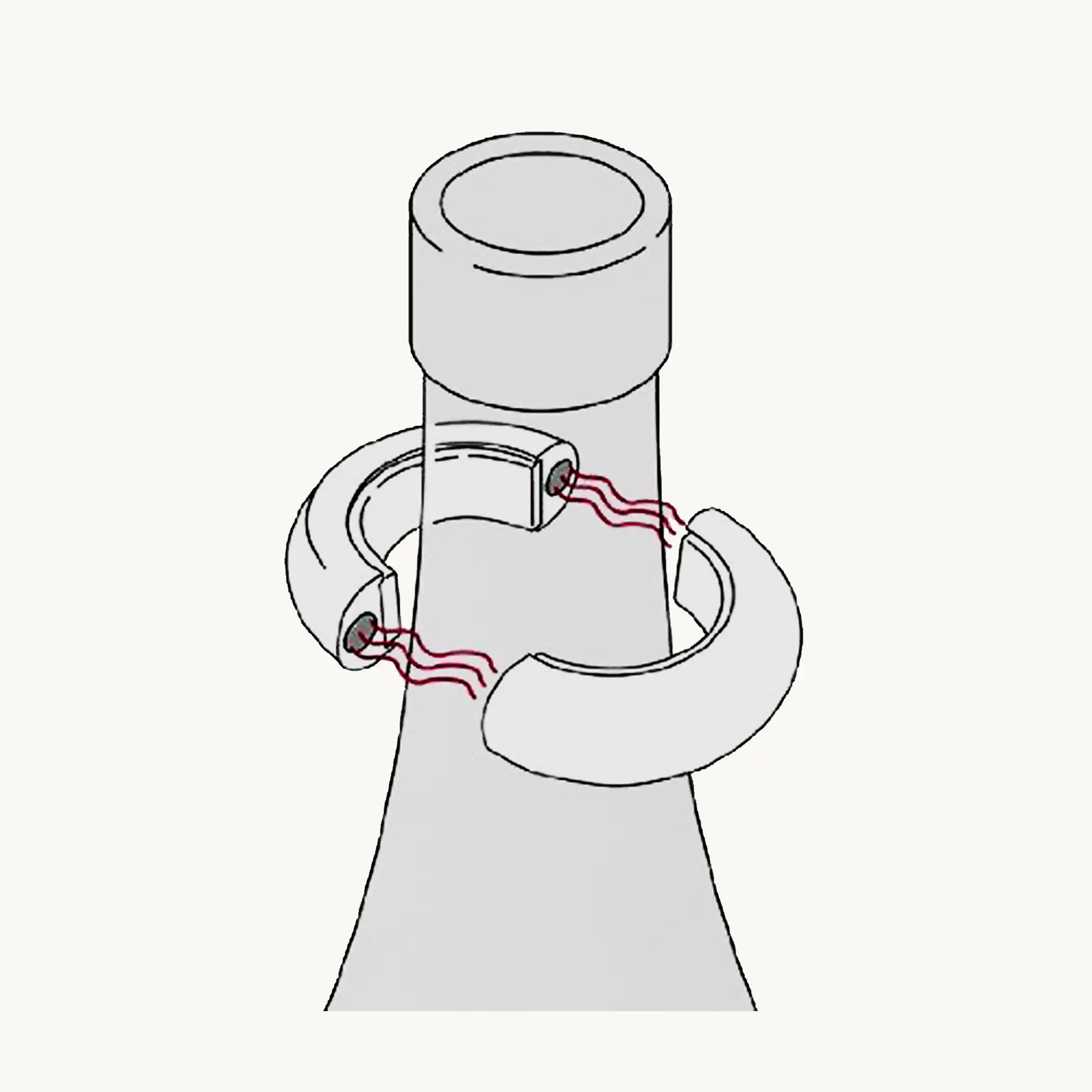 Tropfenpfänger Magnetum, 2 Hälften mit Magnetverschluss, edel versilbert, Durchmesser 5 cm