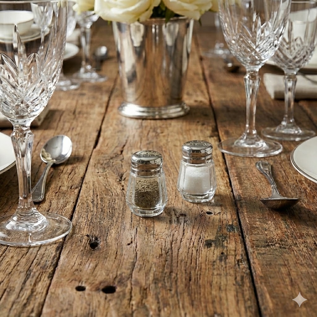 Salz- & Pfefferstreuer Oxford , edel versilbert, Höhe 4 cm