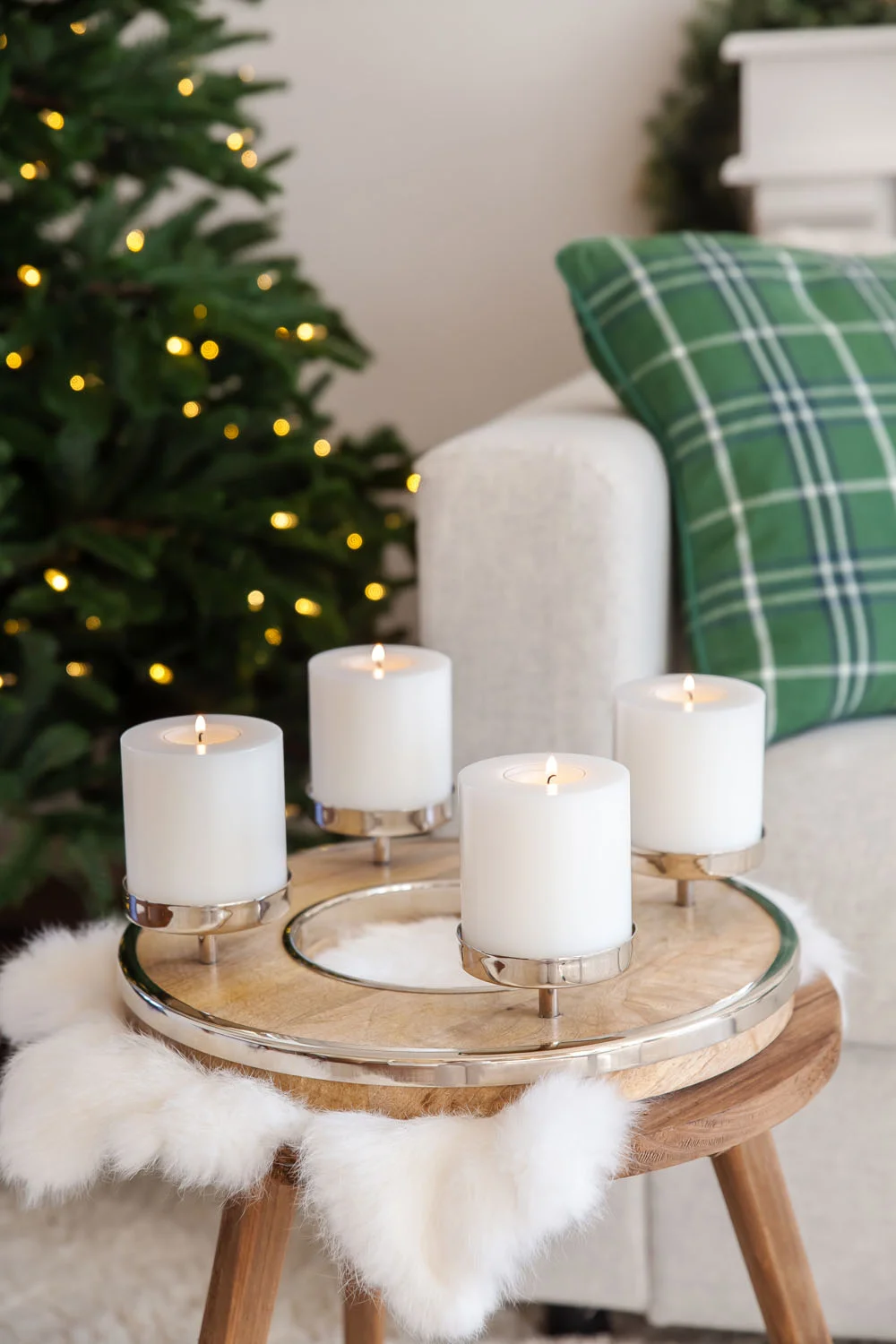 Adventskranz Jale (Ø 36 cm), Mangoholz mit Edelstahlrand Adventskranz Jale (Ø 36 cm), Mangoholz mit Edelstahlrand