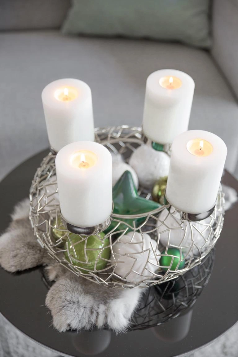 2. Wahl Adventskranz Milano (ø 53 cm), silberfarben, glänzend, Edelstahl vernickelt