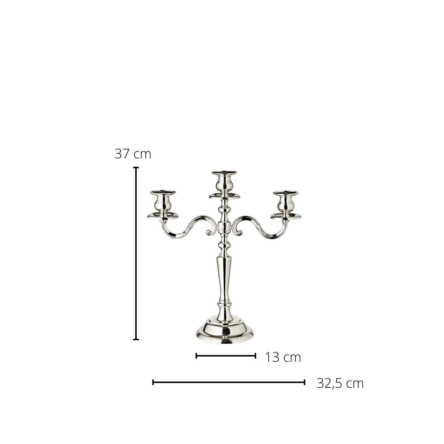 Kerzenleuchter Regina (Höhe 36 cm), edel versilbert, anlaufgeschützt, für 3 Stabkerzen