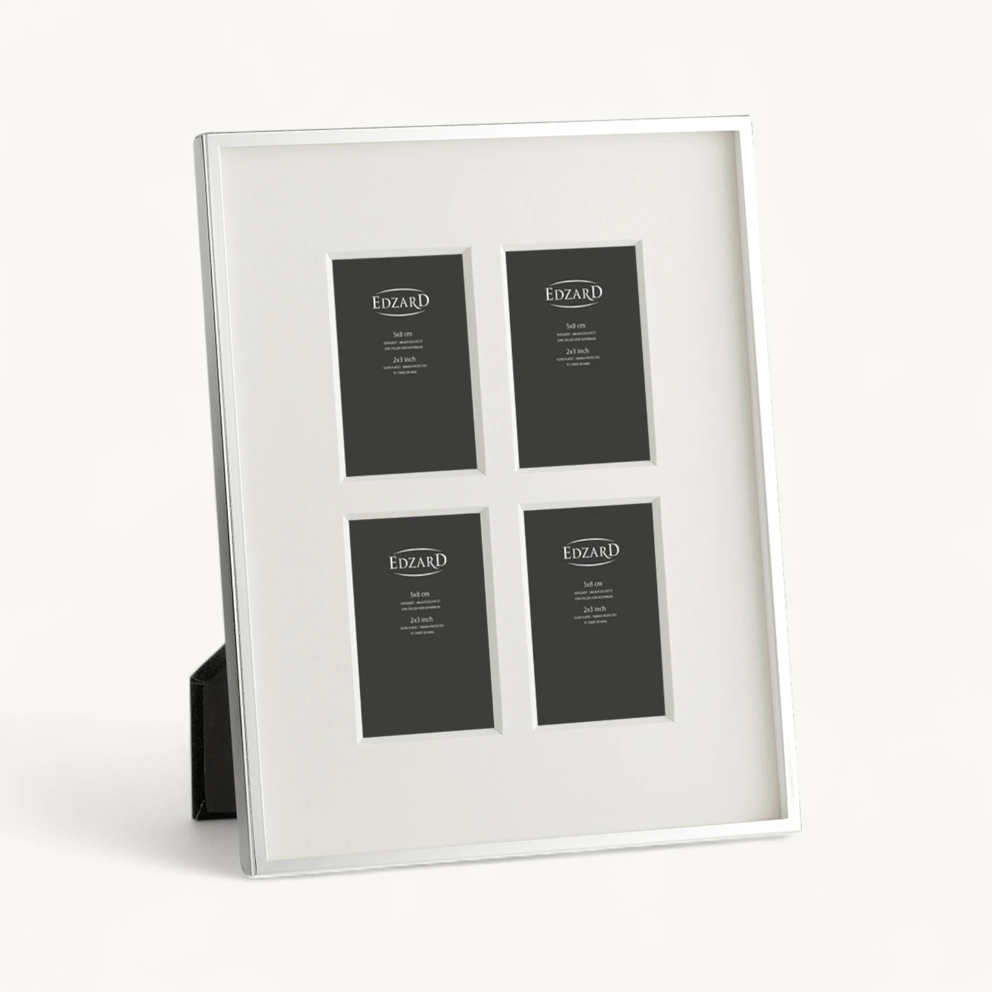Fotorahmen Napoli für Foto 4x 5x8 cm, edel versilbert, anlaufgeschützt, mit 2 Aufhänger