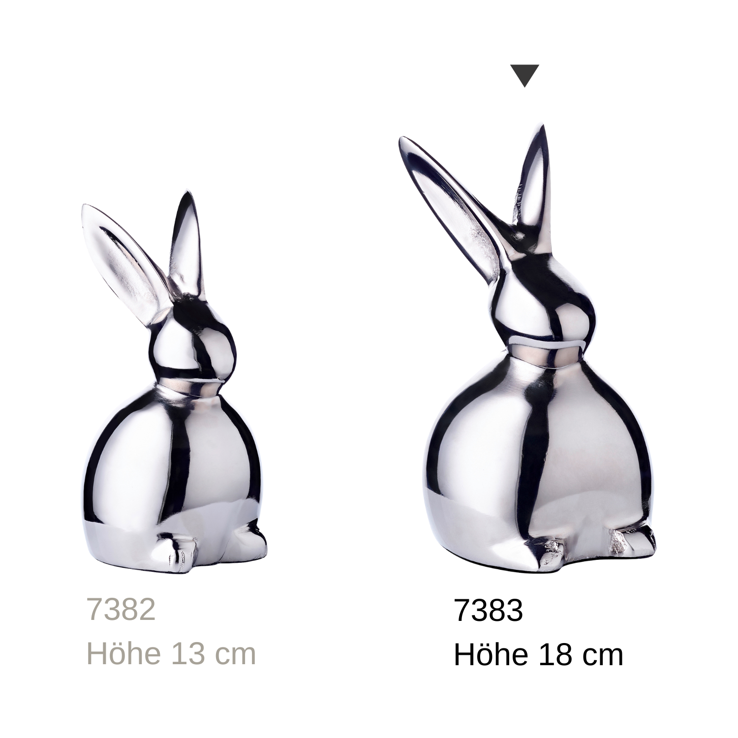 Dekofigur Hase Louis (Höhe 18 cm) Aluminium vernickelt