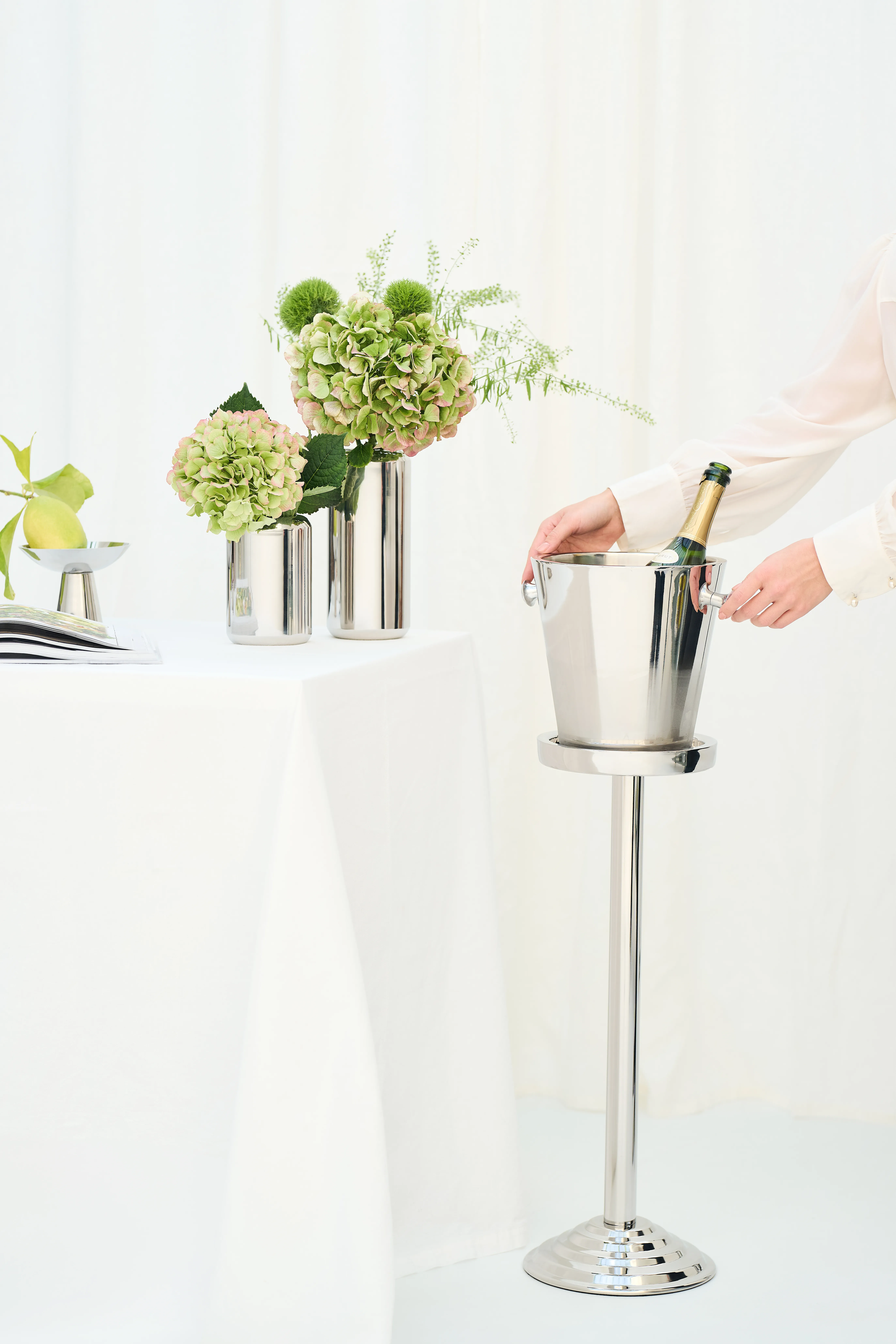 Flaschenkühler Sevilla (Höhe 23 cm, Ø 22 cm), mit Griffen, Edelstahl, hochglanzpoliert