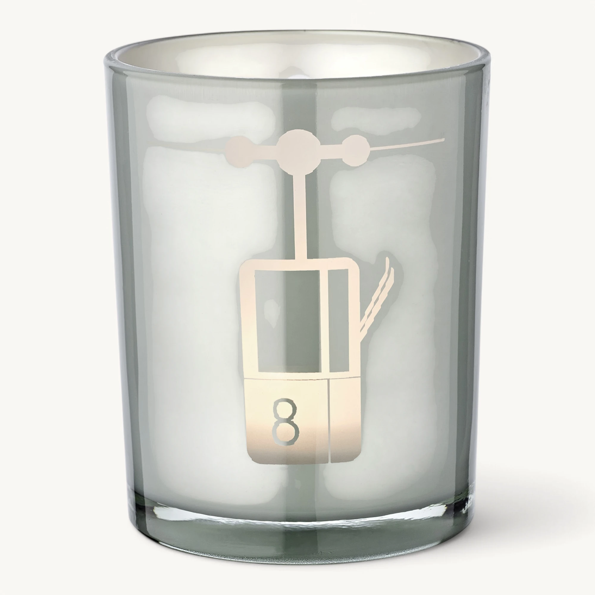 SALE Teelichtglas Lift (Höhe 13 cm), grau, Skilift-Motiv