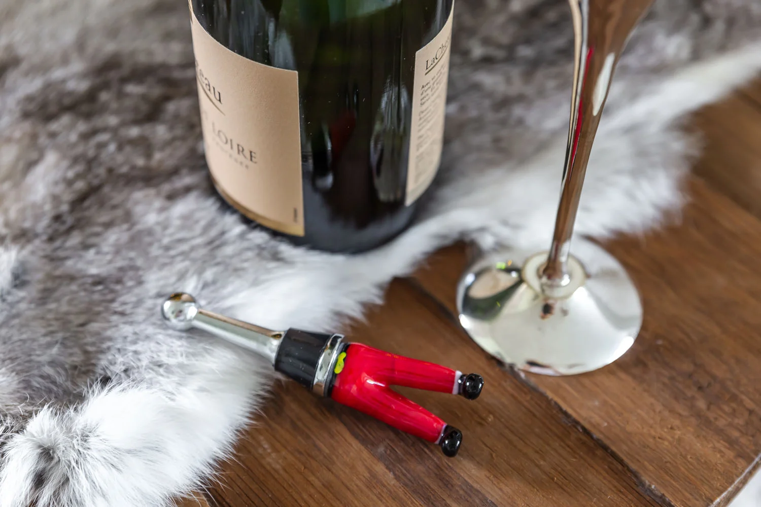 Flaschenverschluss Weihnachtsmannbeine (Höhe 10 cm) für Champagner, Wein und Sekt, Muranoglas