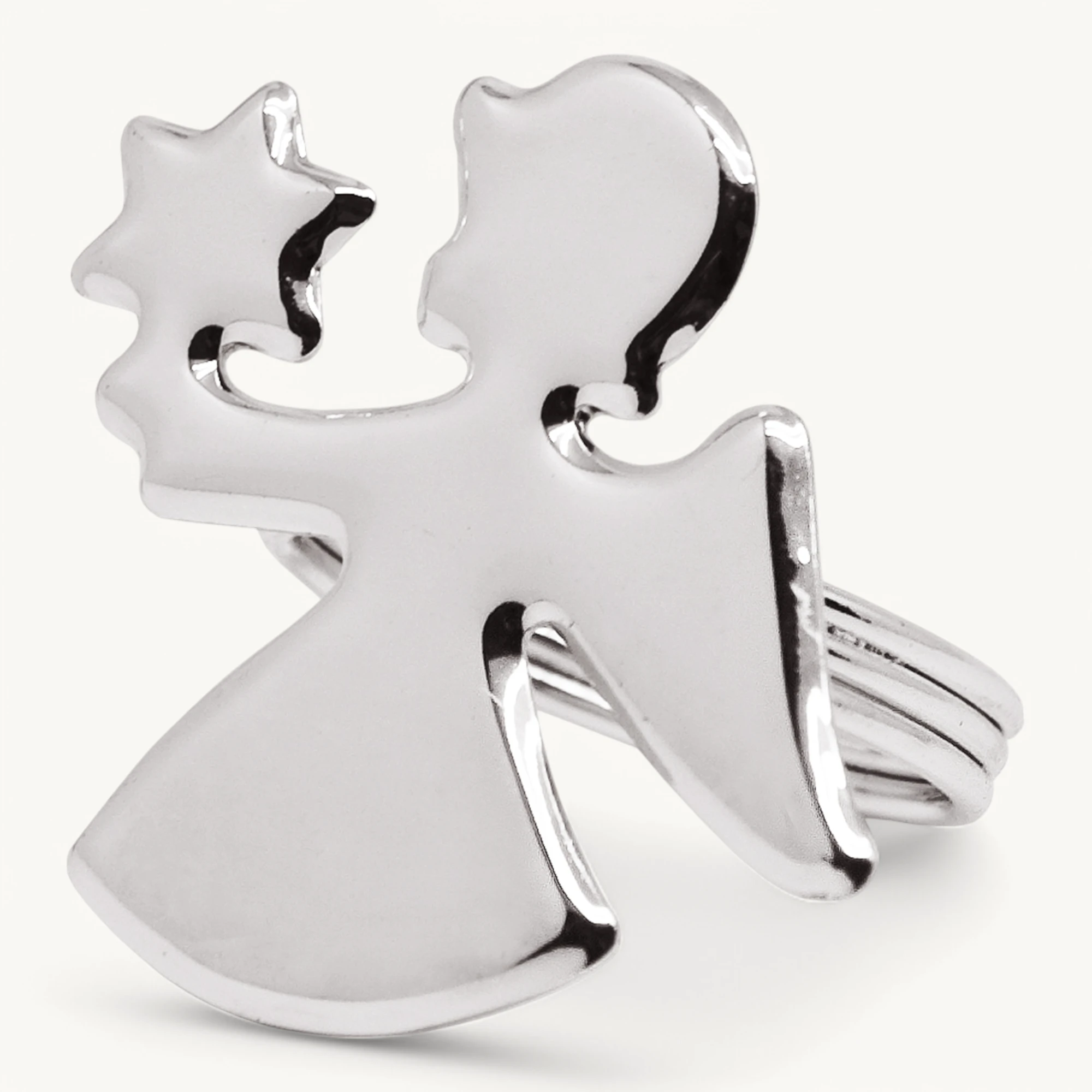 4er-Set Serviettenringe Engel (Länge 5 cm), Engel-Form, edel versilbert, anlaufgeschützt