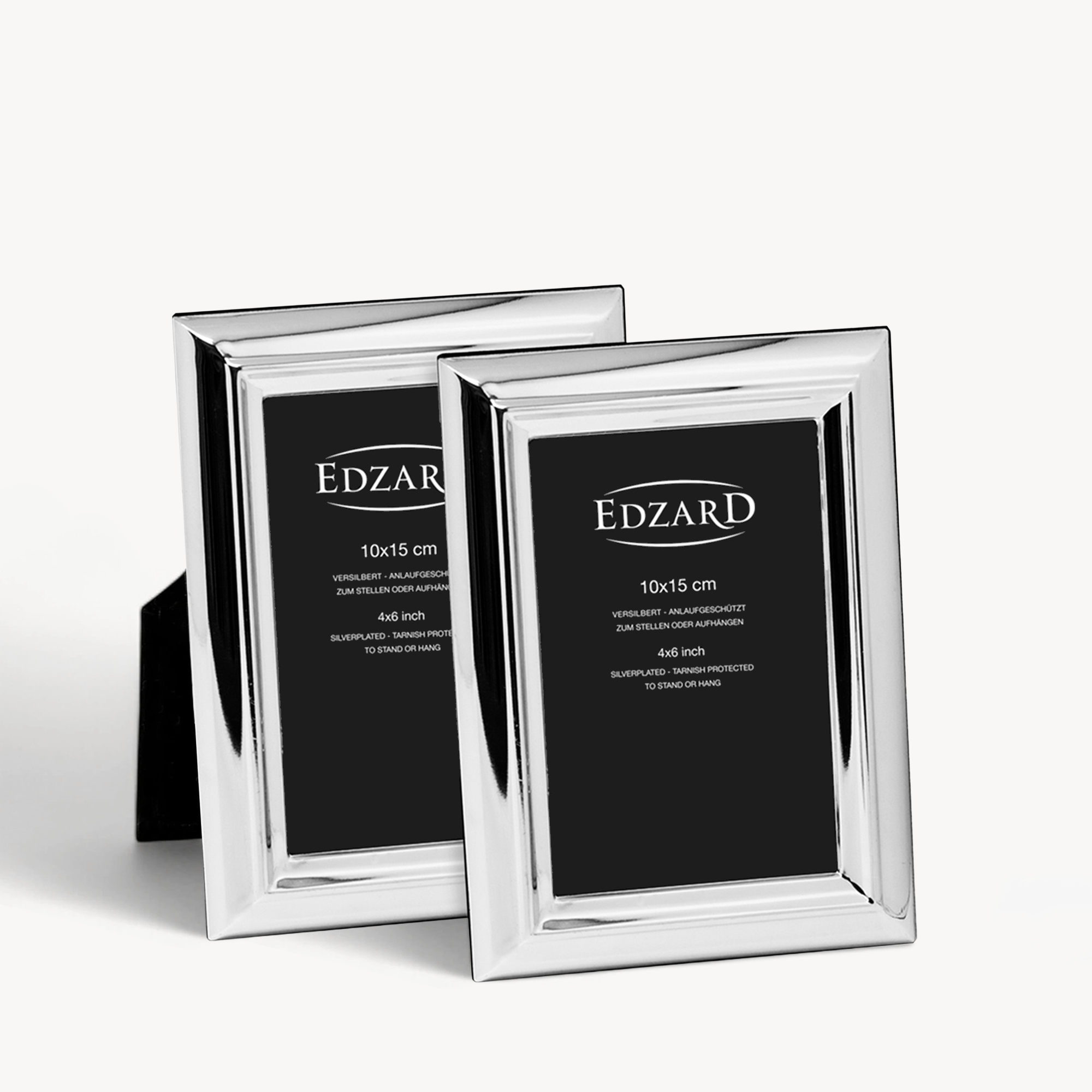 2er-Set Bilderrahmen Florenz (10x15 cm), edel versilbert, anlaufgeschützt, 2 Aufhänger