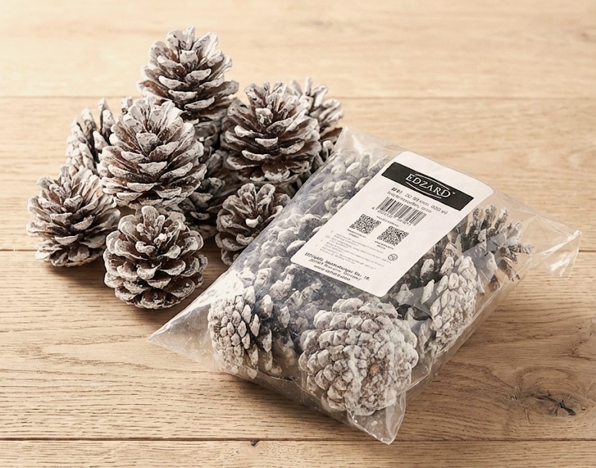 Deko Kiefernzapfen, weiß, Größe 50 - 90 mm, 600 ml Beutel