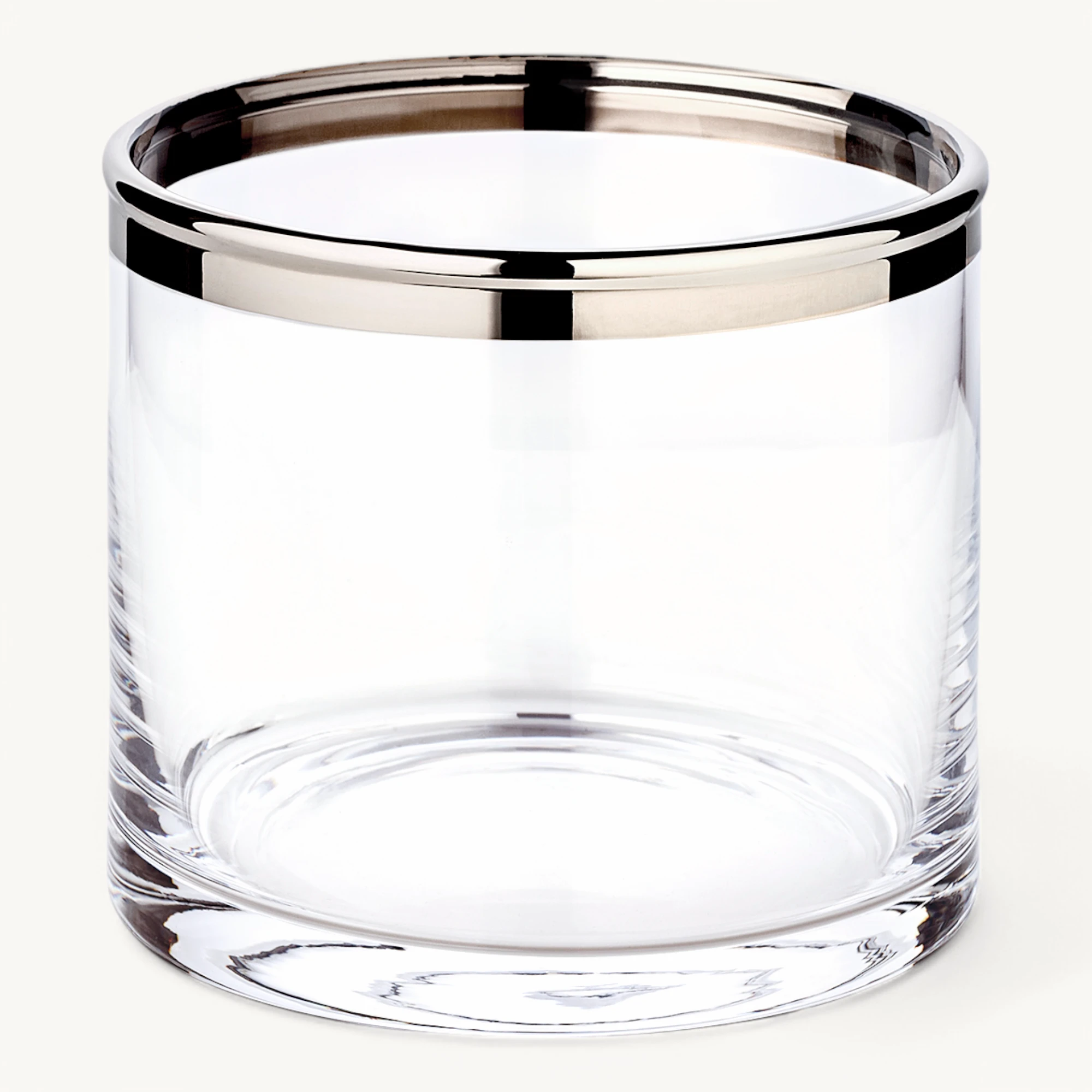 Windlicht Molly (Höhe 10 cm, Ø 11,5 cm), mundgeblasenes Kristallglas mit Platinrand