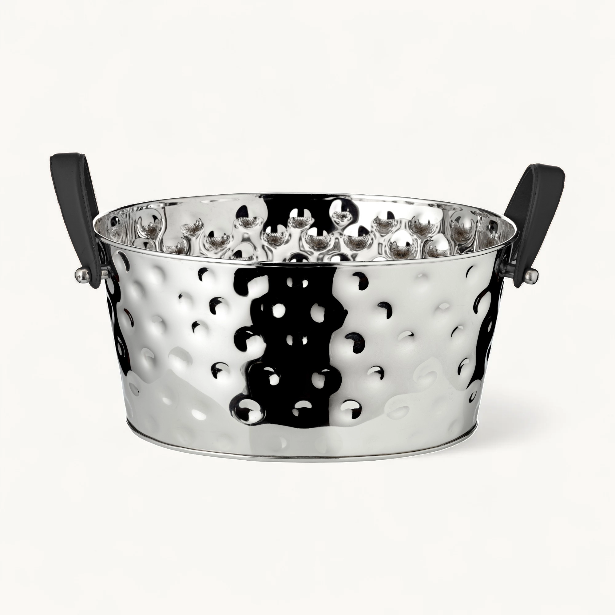 Champagner Schale Gideon, vernickelt, gehämmert 39x29x19 cm