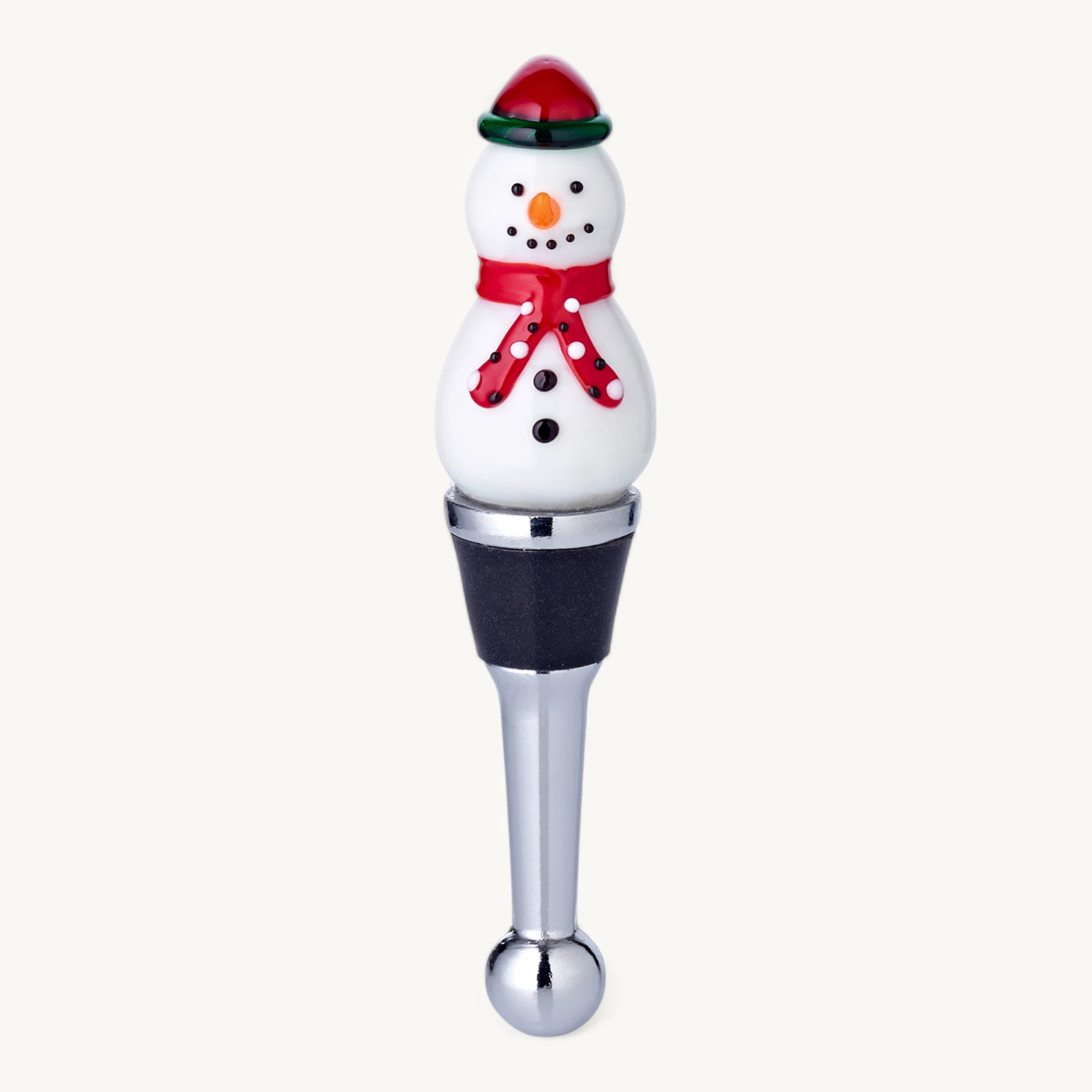 Flaschenverschluss Schneemann (Höhe 11 cm) für Champagner, Wein und Sekt, Muranoglas-Art, Handmade