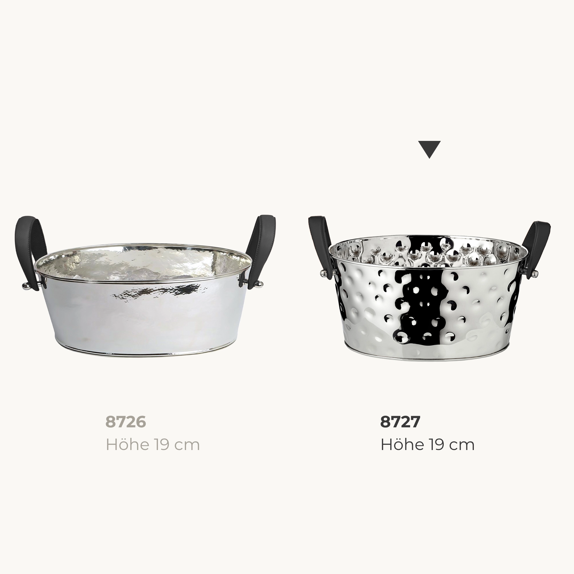 Champagner Schale Gideon, vernickelt, gehämmert 39x29x19 cm