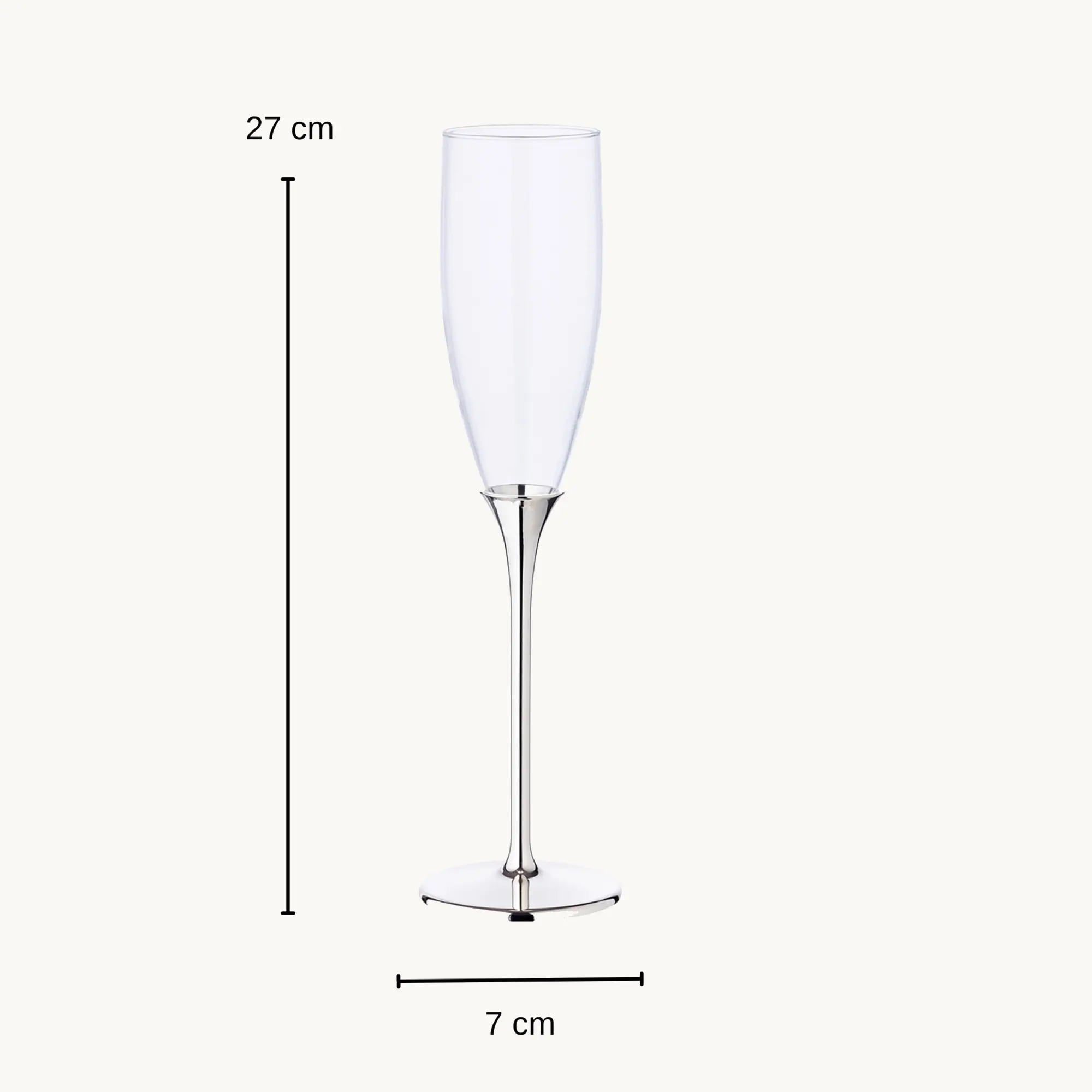 2er-Set Sektkelch Victoria (Höhe 27 cm) aus Glas, Fuß edel versilbert, anlaufgeschützt