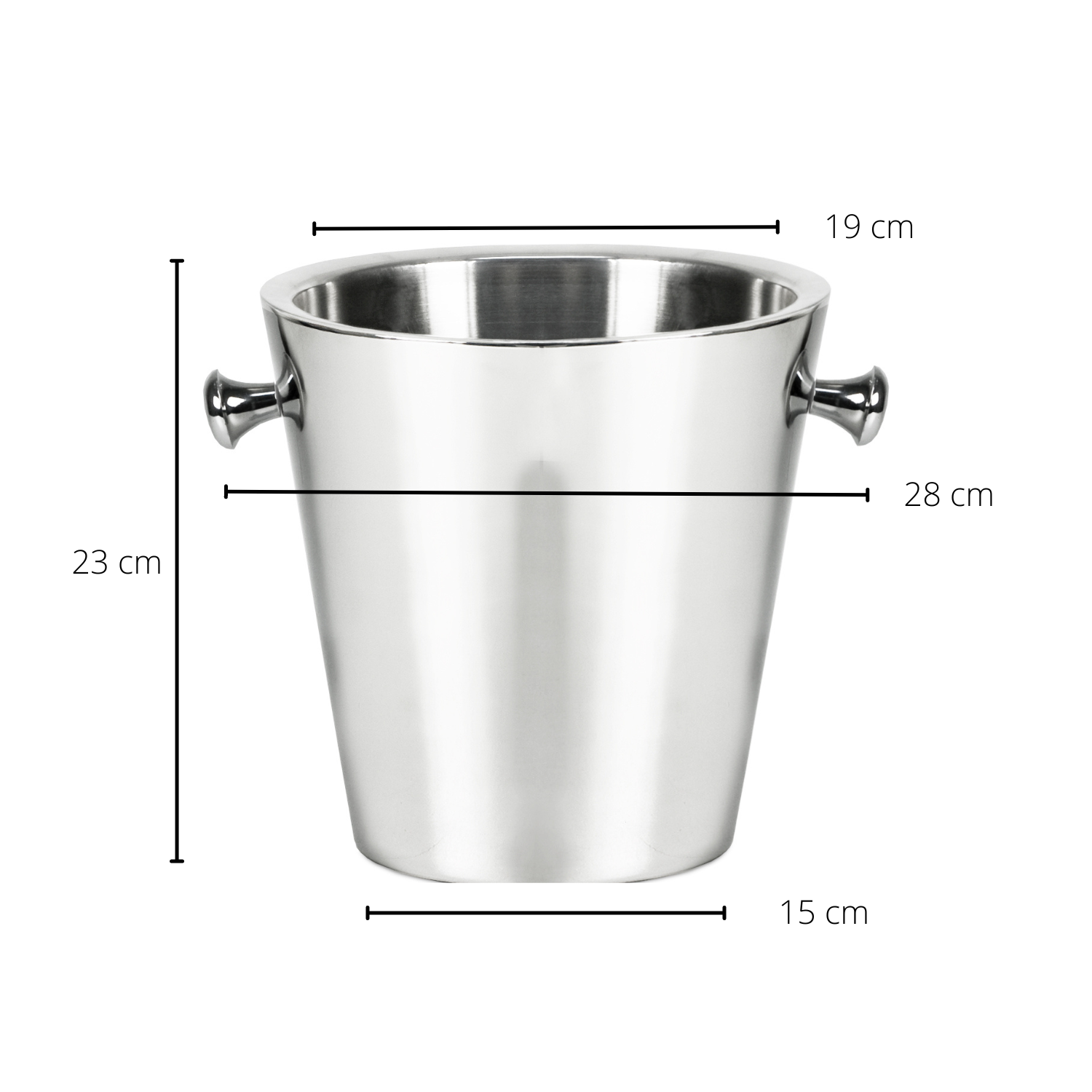 Flaschenkühler Sevilla (Höhe 23 cm, Ø 22 cm), mit Griffen, Edelstahl, hochglanzpoliert