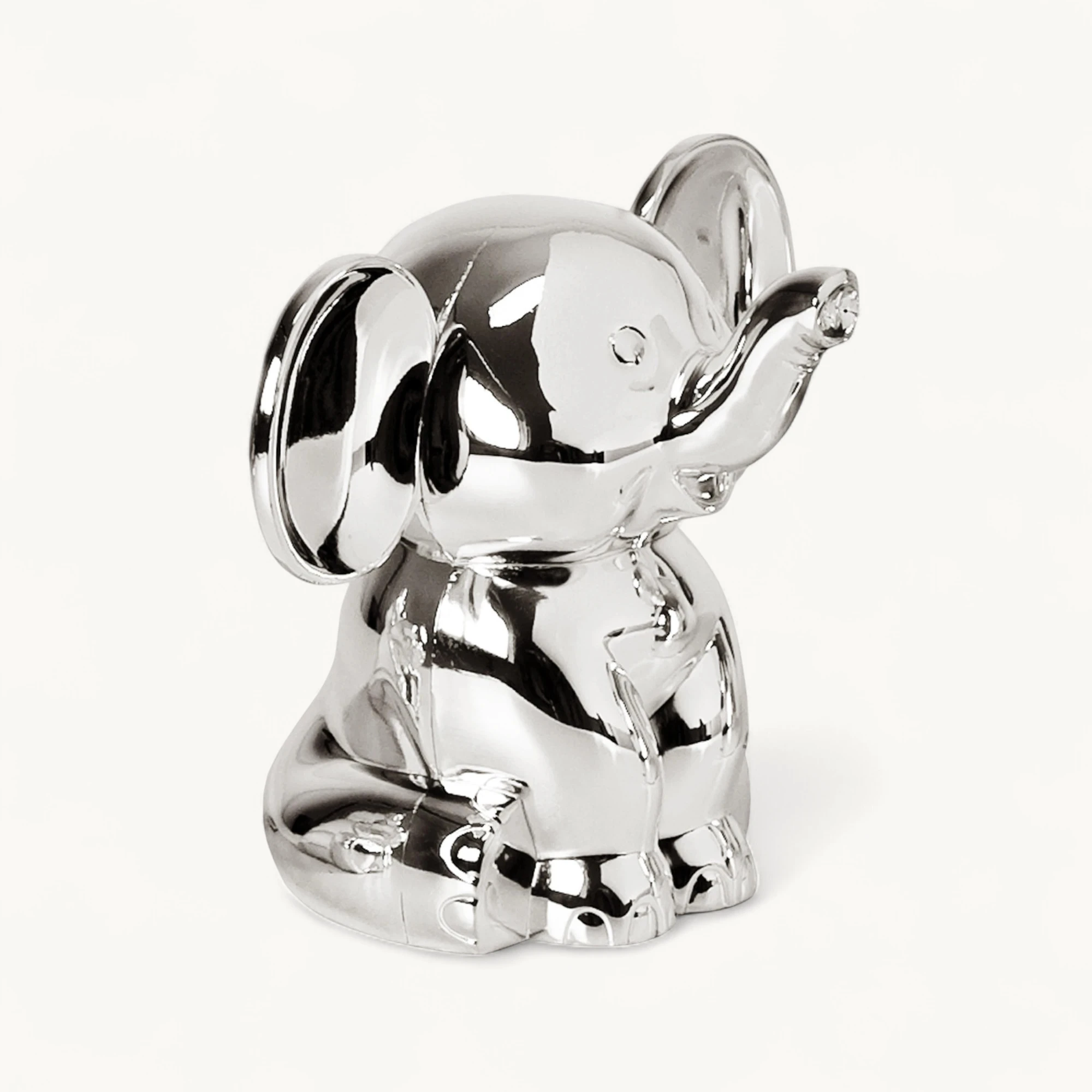 2. Wahl Spardose Sparbüchse Elefant, Höhe 11 cm, edel versilbert, anlaufgeschützt