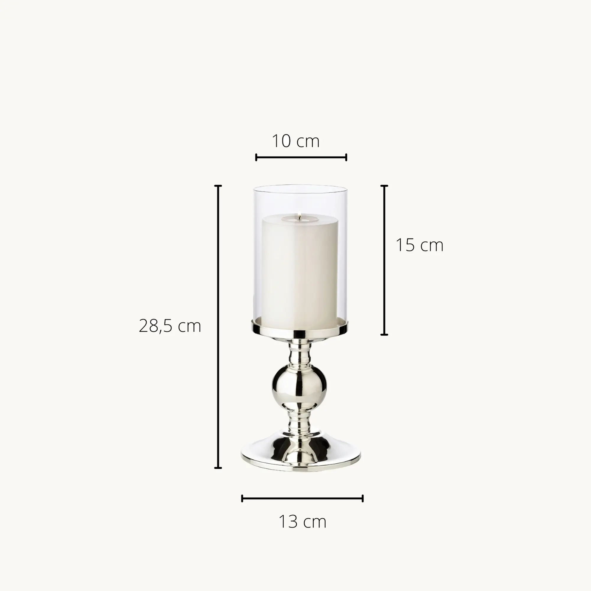 2. Wahl Leuchter Kerzenleuchter Bamboo, edel versilbert, anlaufgeschützt, mit Glas, H 29 cm