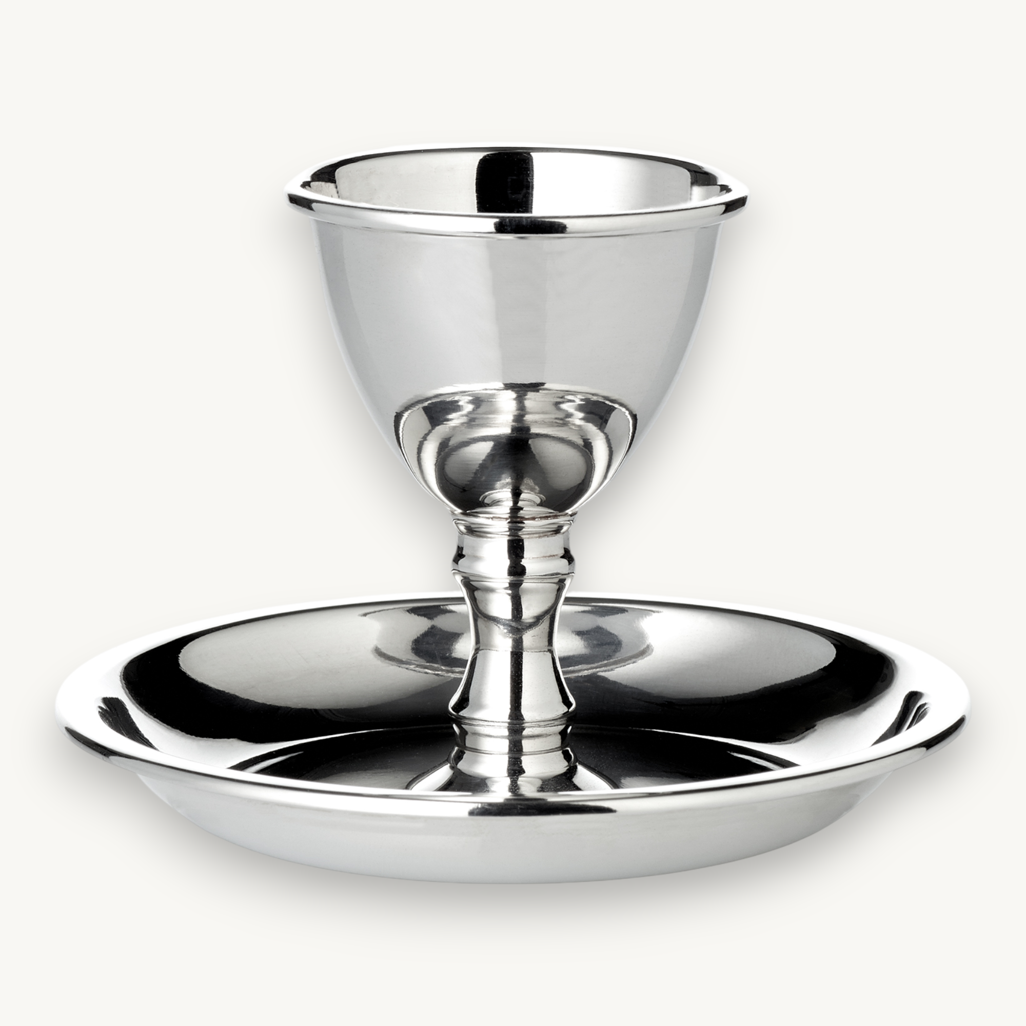 Eierbecher Plato (H 7 cm), klassische Form, mit Unterteller, schwerversilbert (QualiPlated)