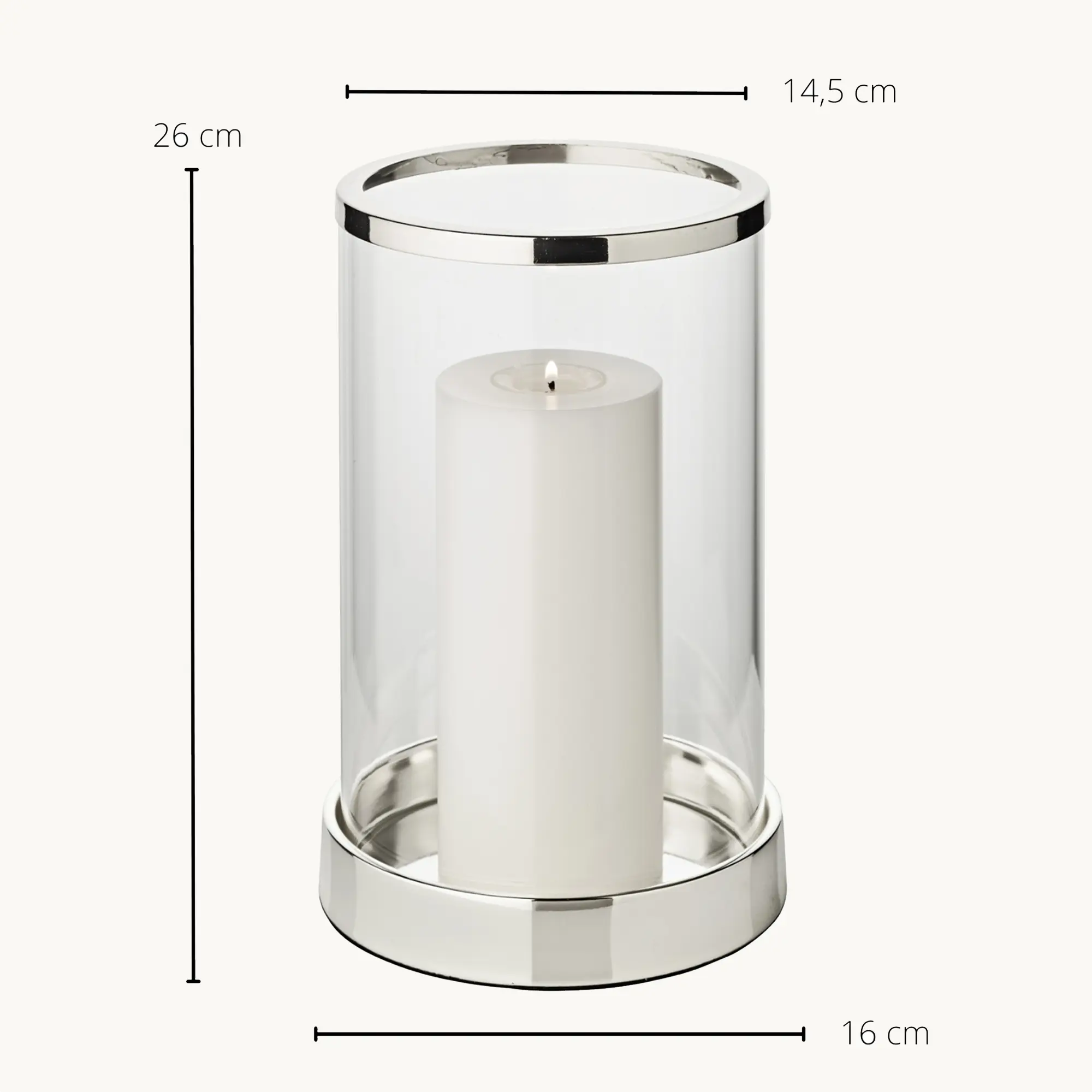 Windlicht Sanremo (Höhe 26 cm), edel versilbert, anlaufgeschützt