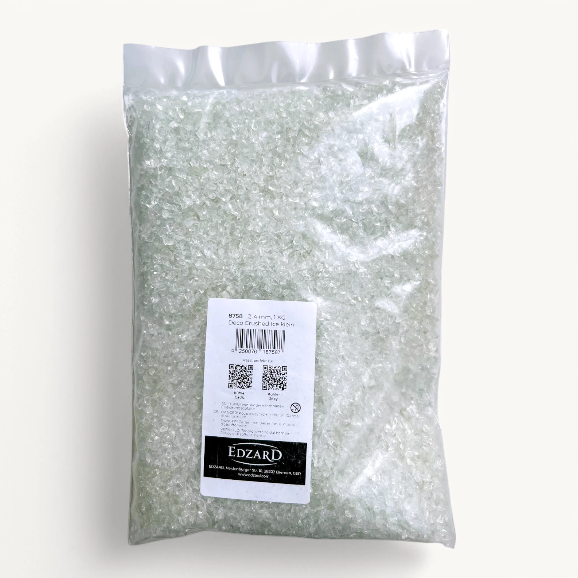 Dekogranulat Glassteine (2-4 mm), 1 kg, farblos, transparent, wasserfest, staubfrei