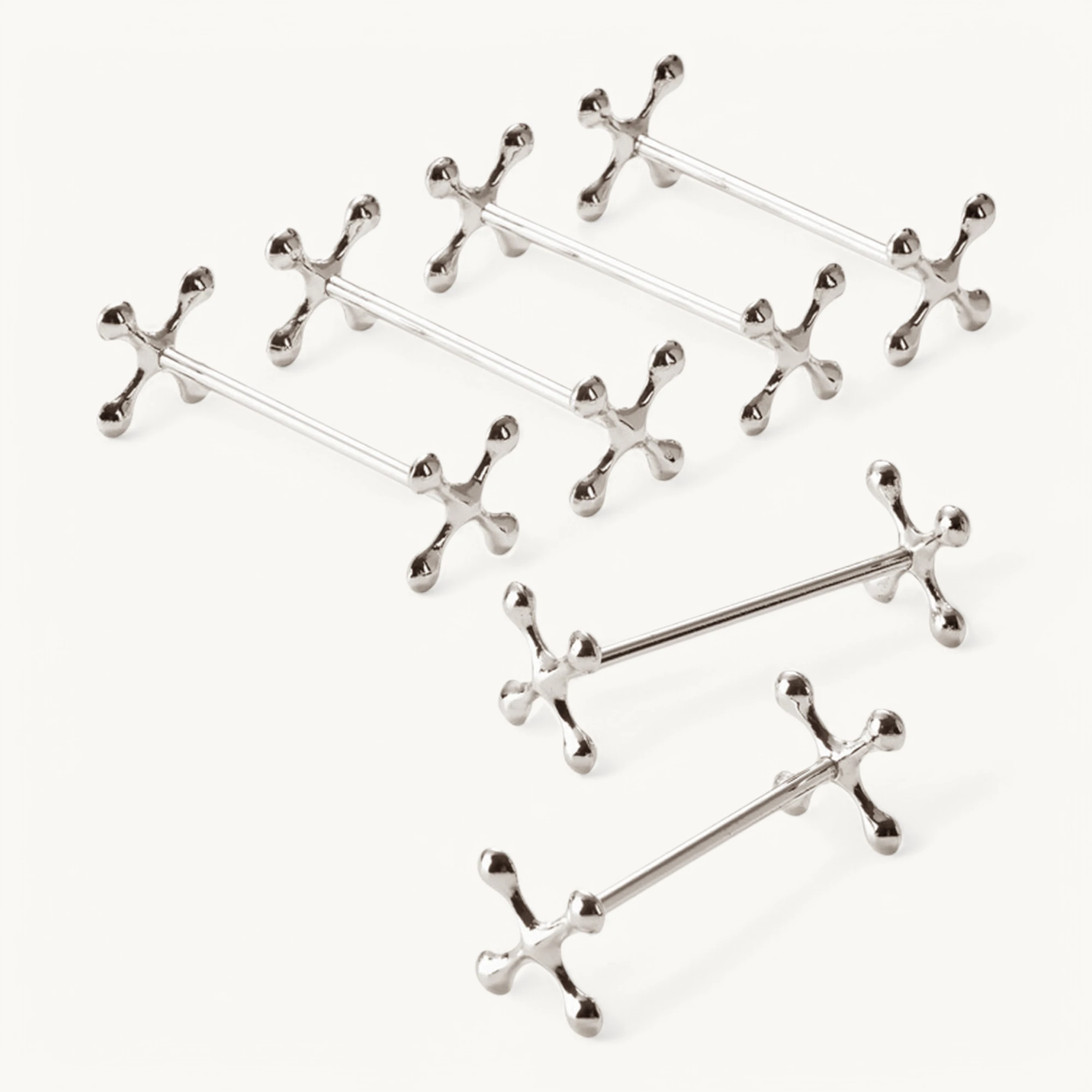 6er Set Messerbank Messerbänkchen Kreuz, edel versilbert, anlaufgeschützt, Länge 7 cm