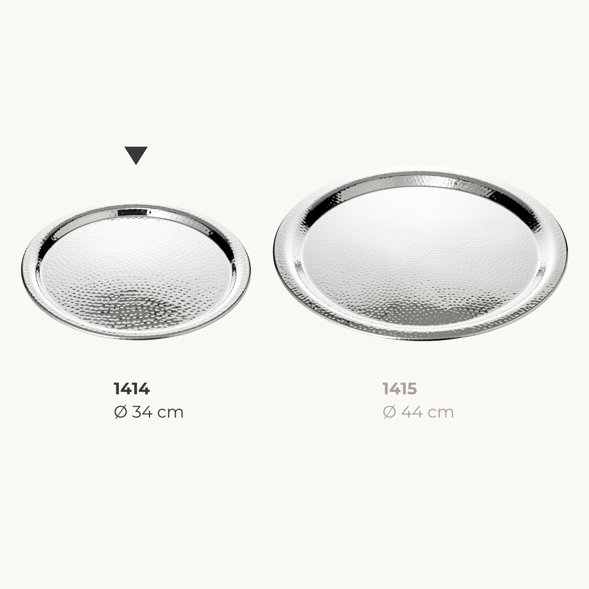 Tablett Martella (ø 34 cm) rund, Edelstahl hochglanzpoliert, Serviertablett, Dekotablett