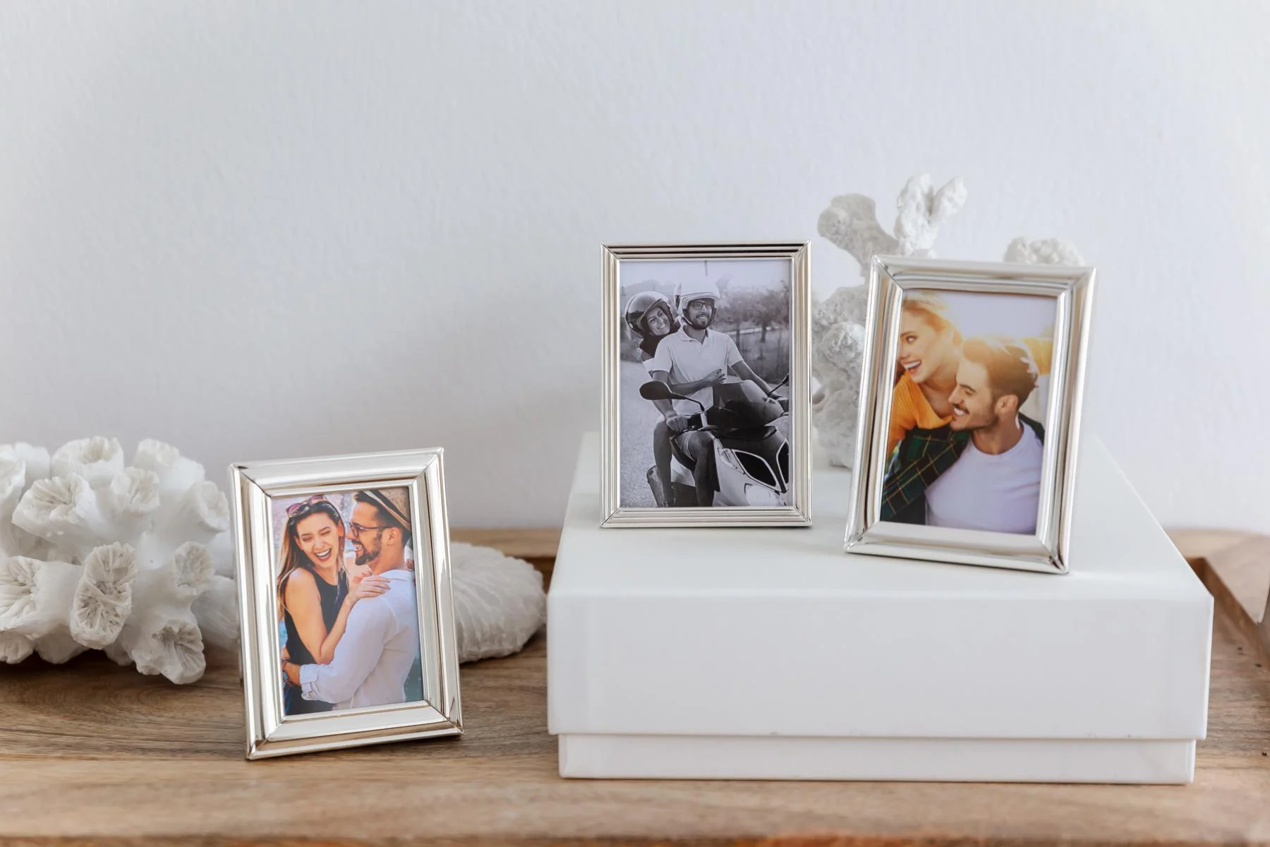 3er-Set Bilderahmen Joline für Fotos 6 x 9 cm, edel versilbert, anlaufgeschützt