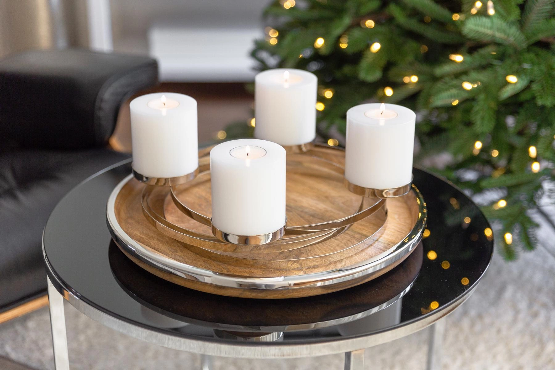 2. Wahl Adventskranz Annabel (ø 34 cm), Edelstahl hochglanzpoliert, silberfarben
