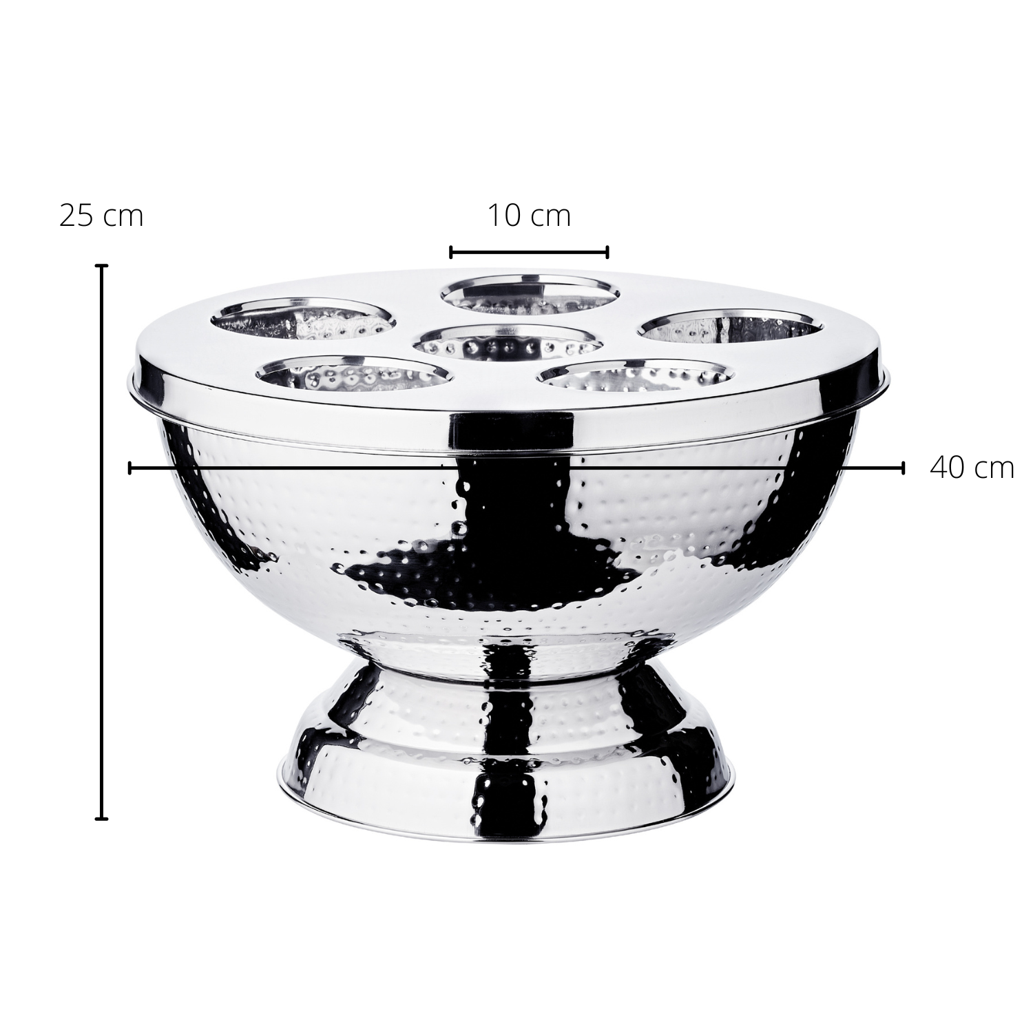 Flaschenkühler Rockford (Höhe 25 cm, Ø 40 cm), abnehmbarer Deckel, gehämmert, Edelstahl