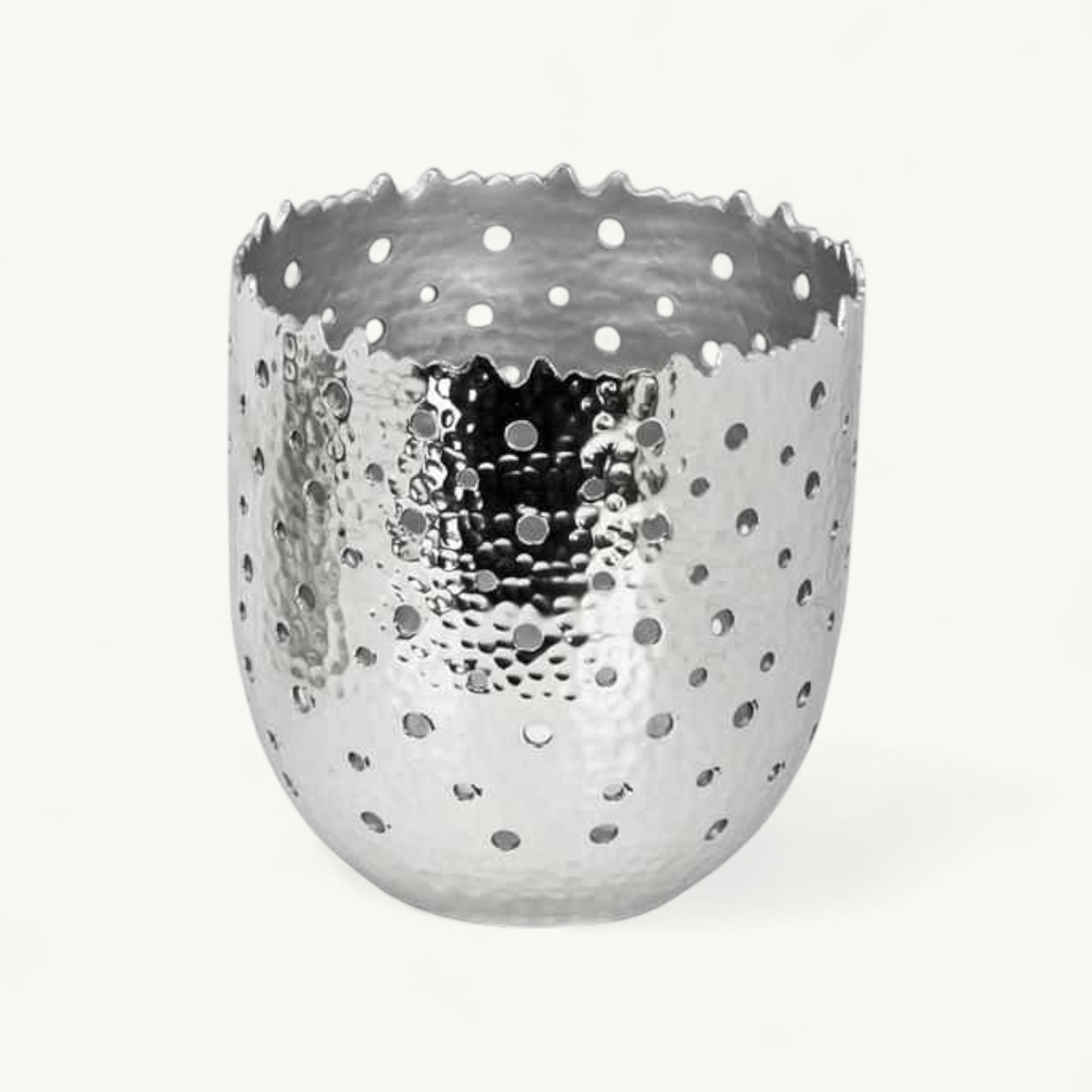 SALE Windlicht Fin, Aluminium, Höhe 14 cm, Durchmesser 13 cm