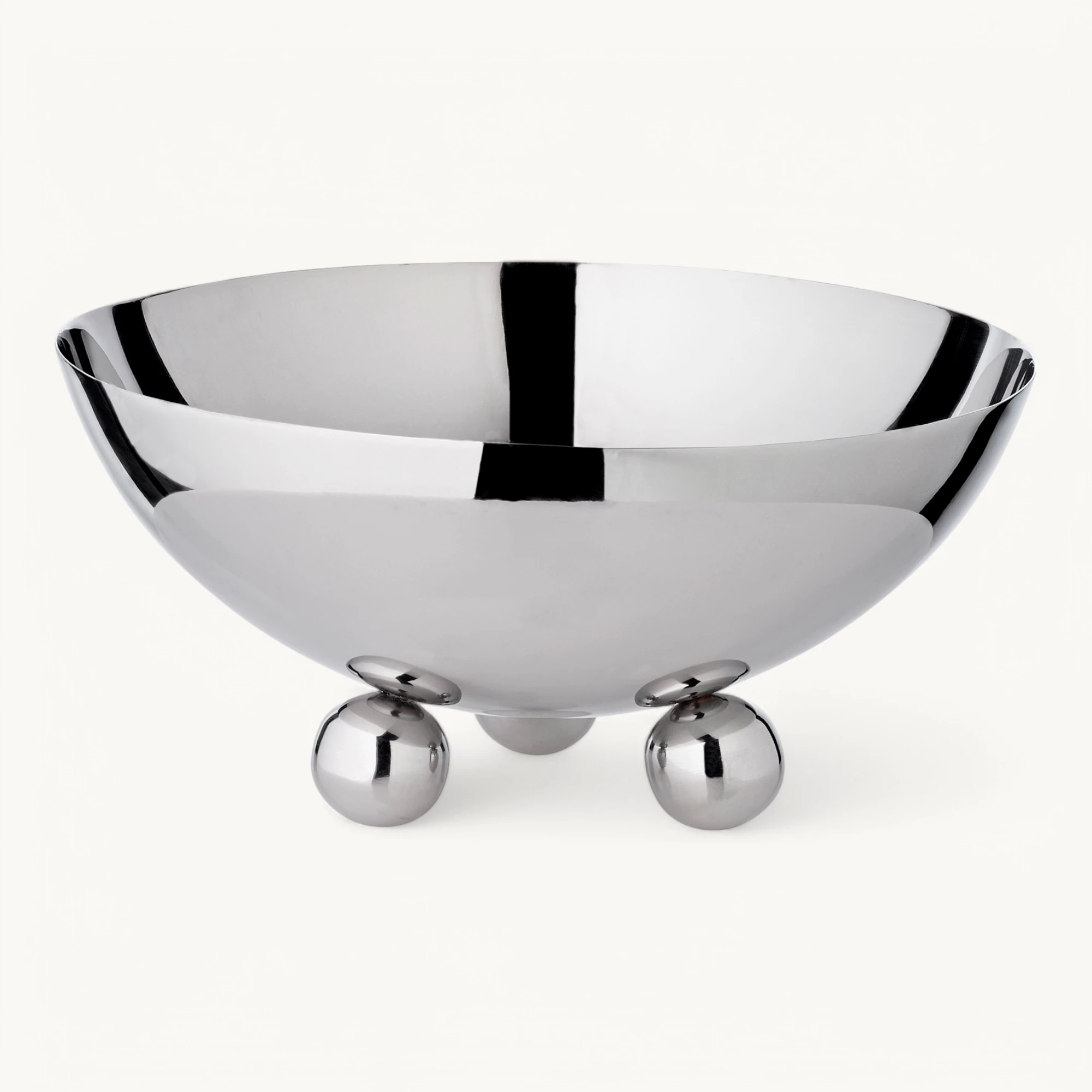 Schale Chicago (Durchmesser 19,5 cm, Höhe 9 cm) auf 3 Kugelfüßen, Edelstahl hochglanzpoliert Schale Chicago (Durchmesser 19,5 cm, Höhe 9 cm) auf 3 Kugelfüßen, Edelstahl hochglanzpoliert