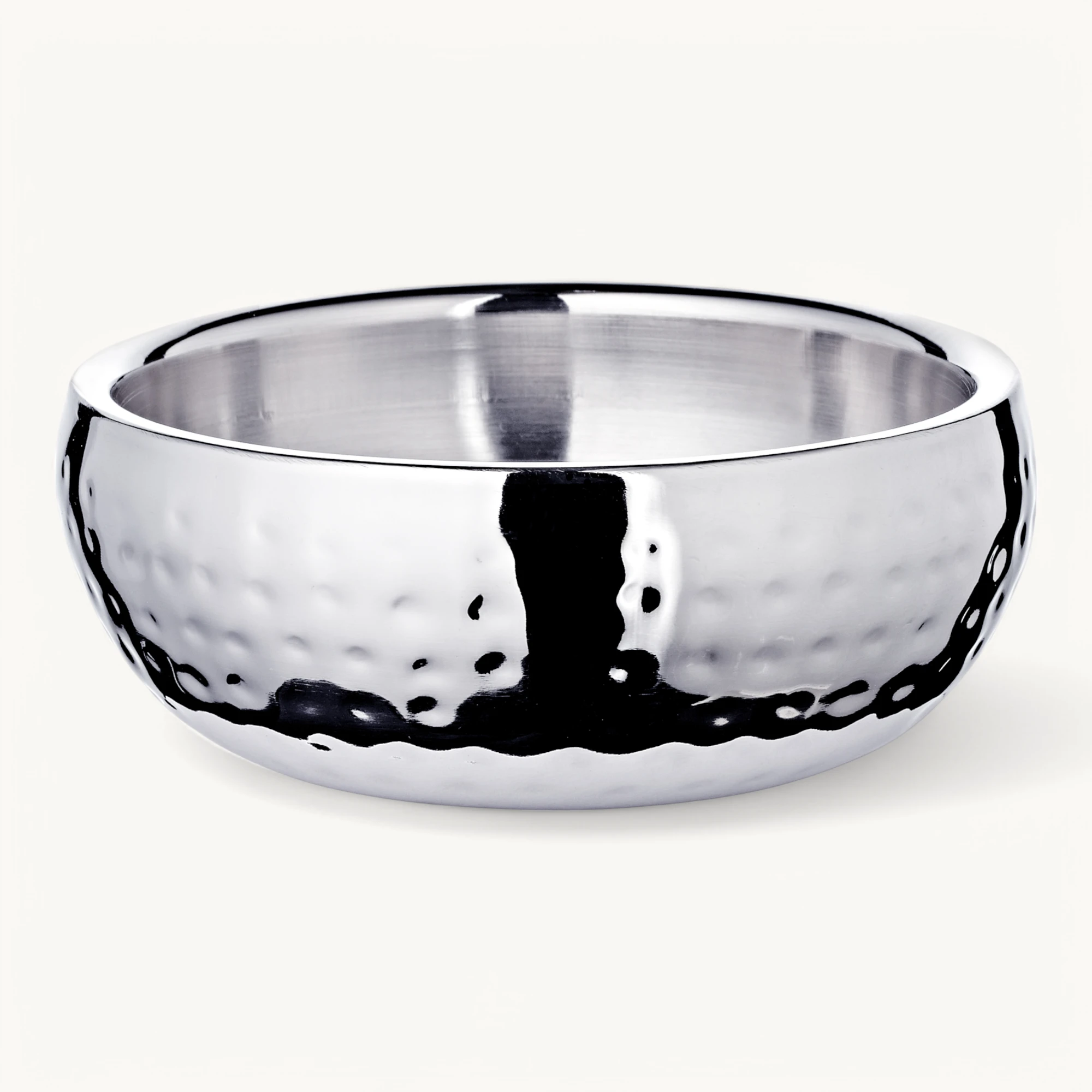2er-Set Schale Pluto (Ø 12 cm, H 5 cm) Edelstahl gehämmert hochglanzpoliert