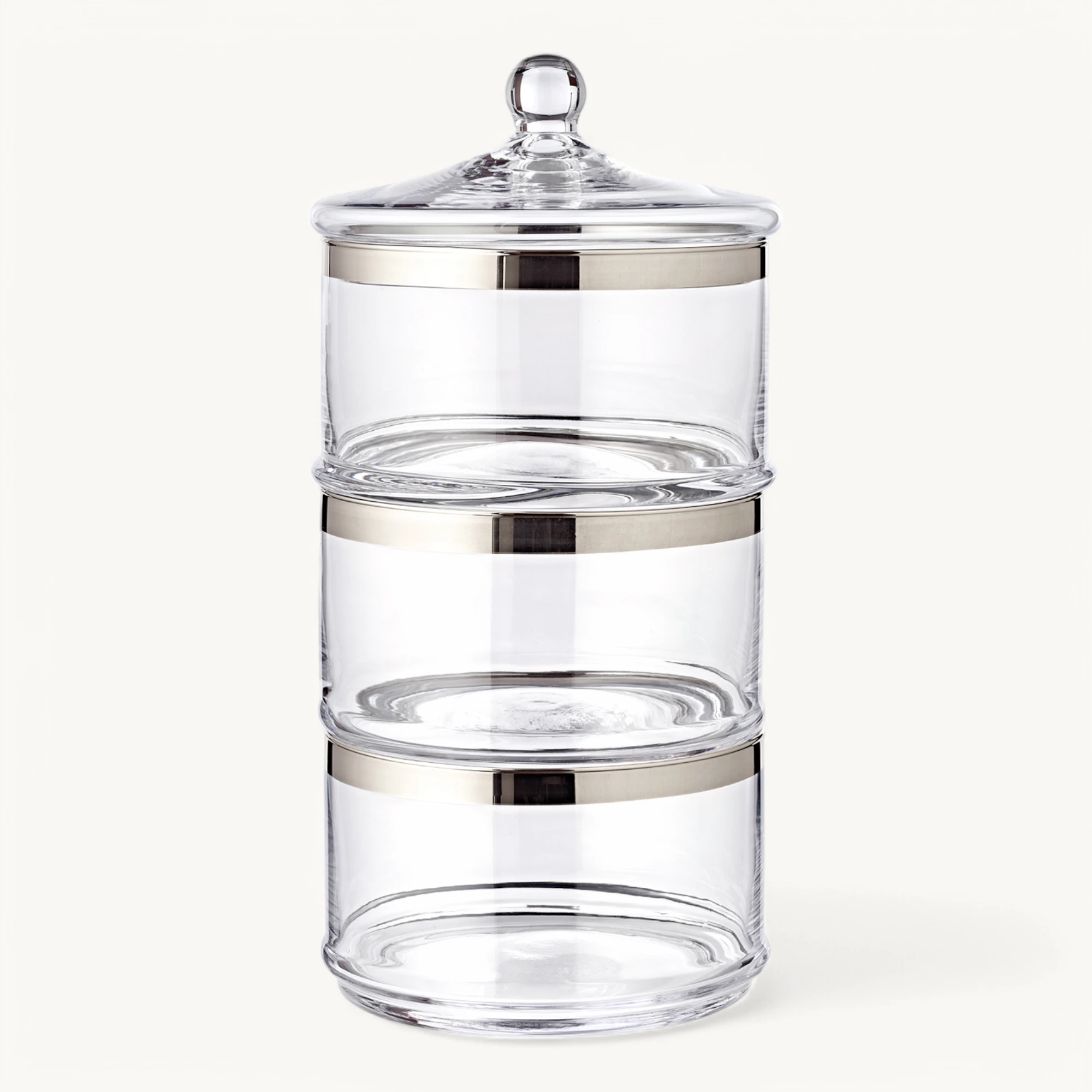 Glasdose Vigo (Höhe 40 cm, ø 19,5 cm), mit Deckel, mundgeblasenes Kristallglas mit Platinrand